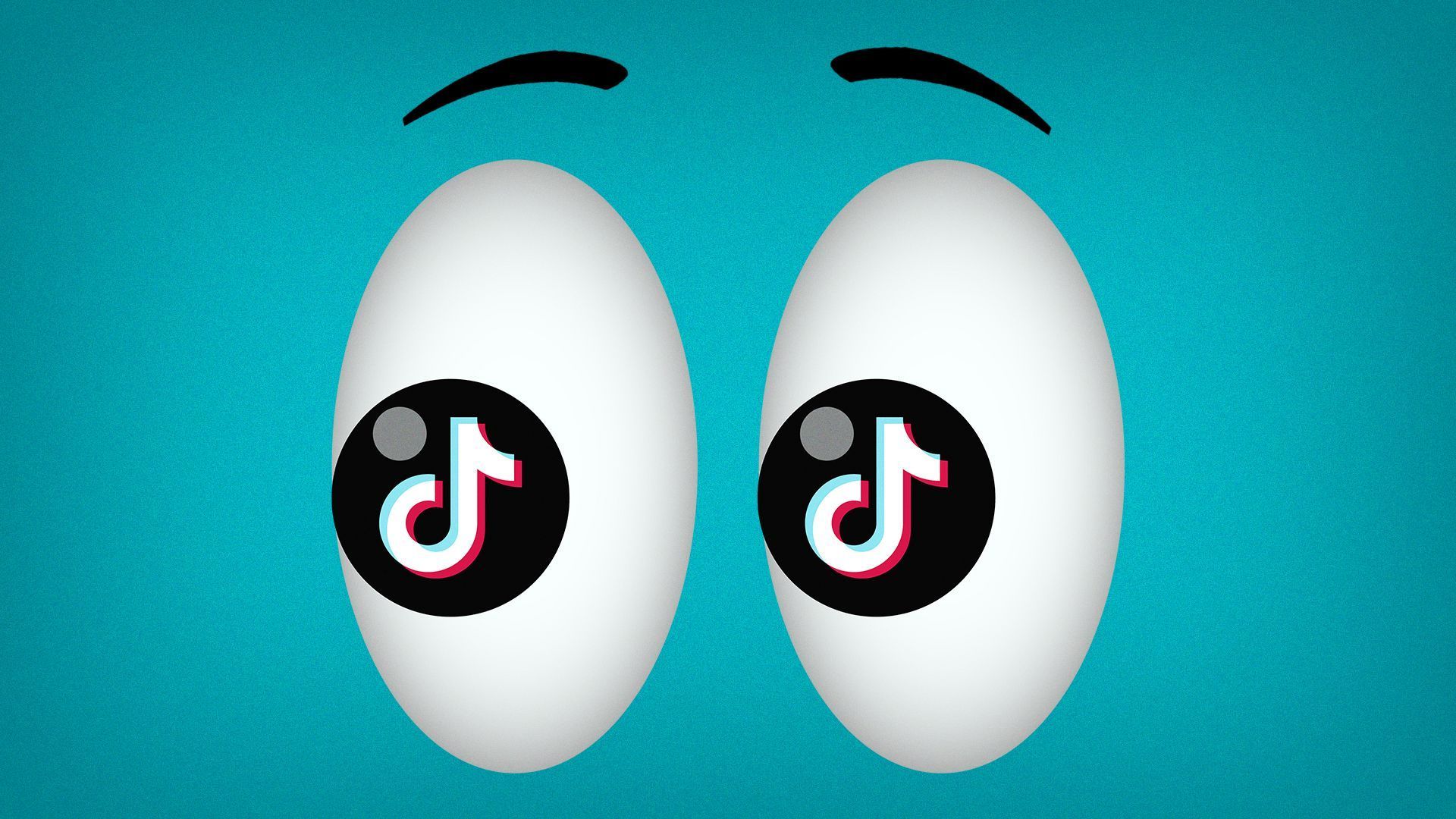 Eyeballs with TikTok logos in the pupils