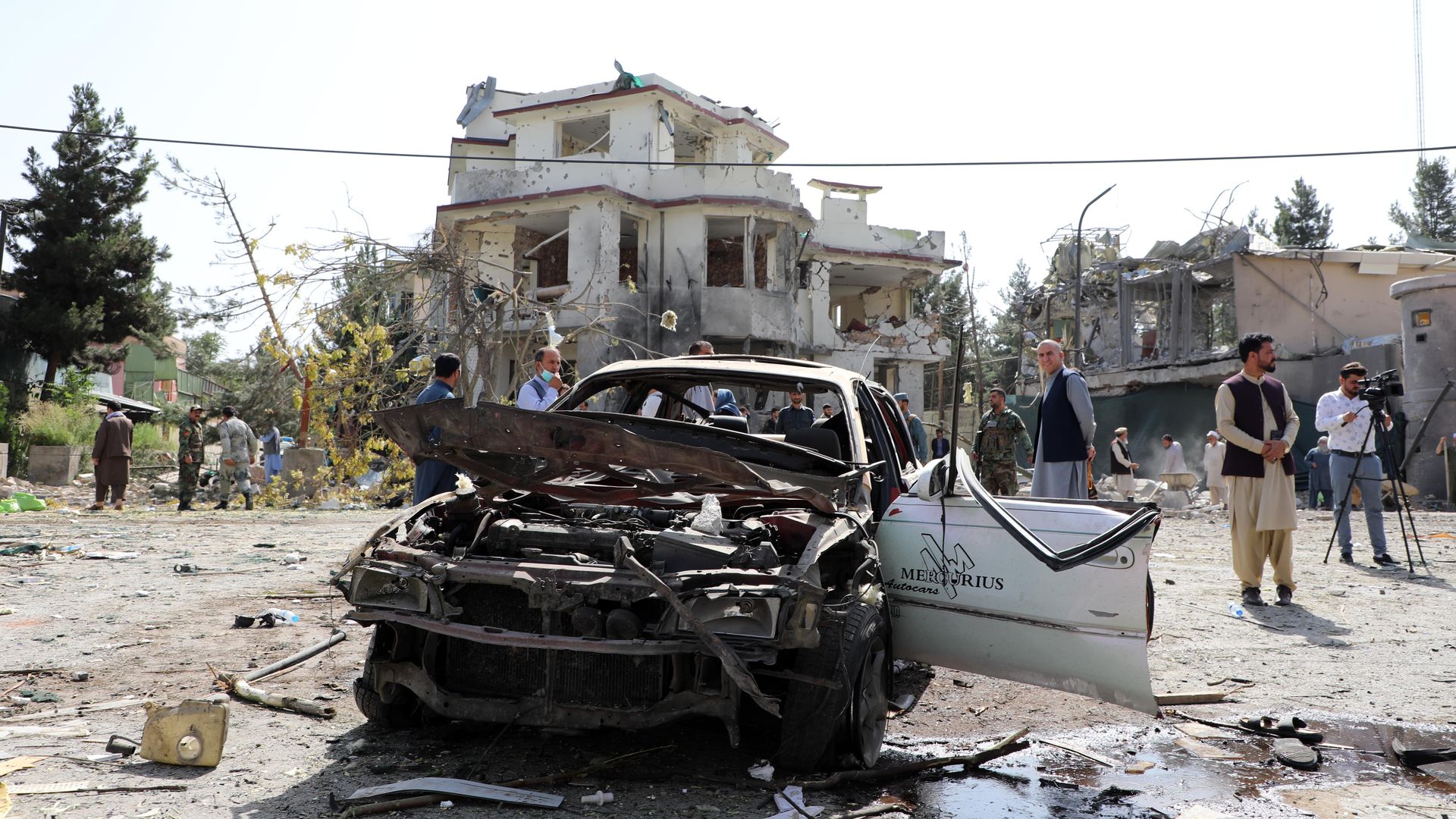 A general view from the scene after a strong explosion followed by gunfire hit Afghanistan's capital of Kabul near the defense minister's residence in Kabul, Afghanistan, on August 3, 2021.
