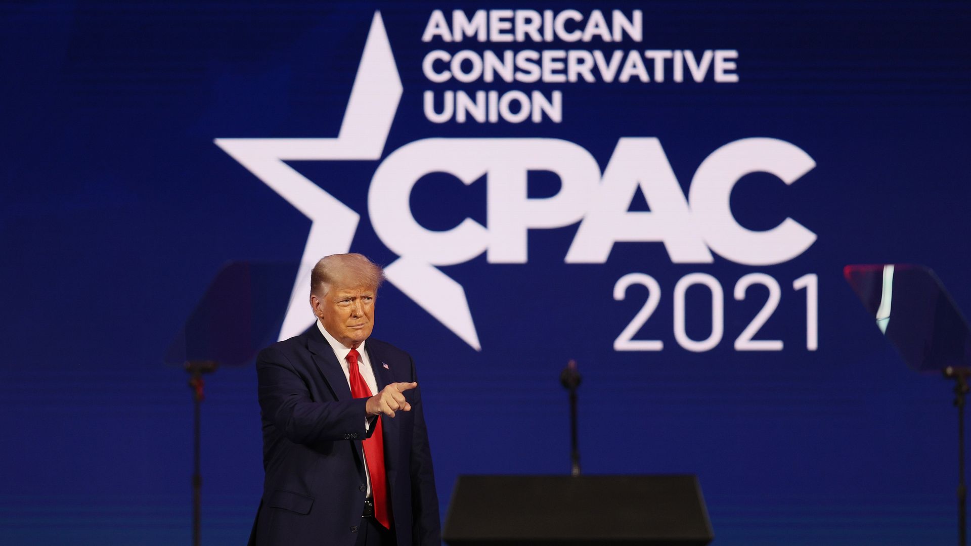 Former President Donald Trump is seen before addressing the Conservative Political Action Conference on Sunday.