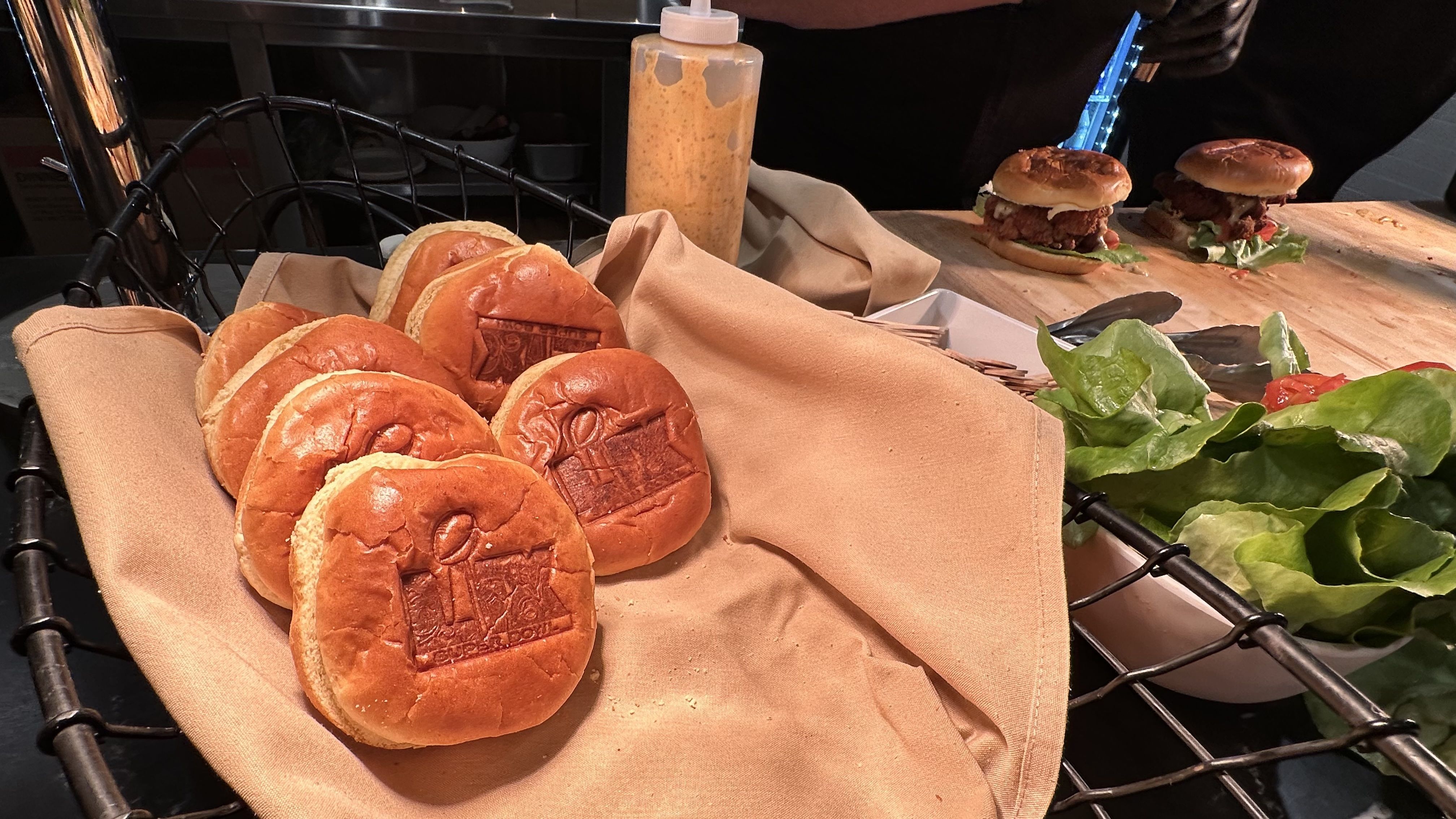 Photo shows buns with the Super Bowl logo on it.