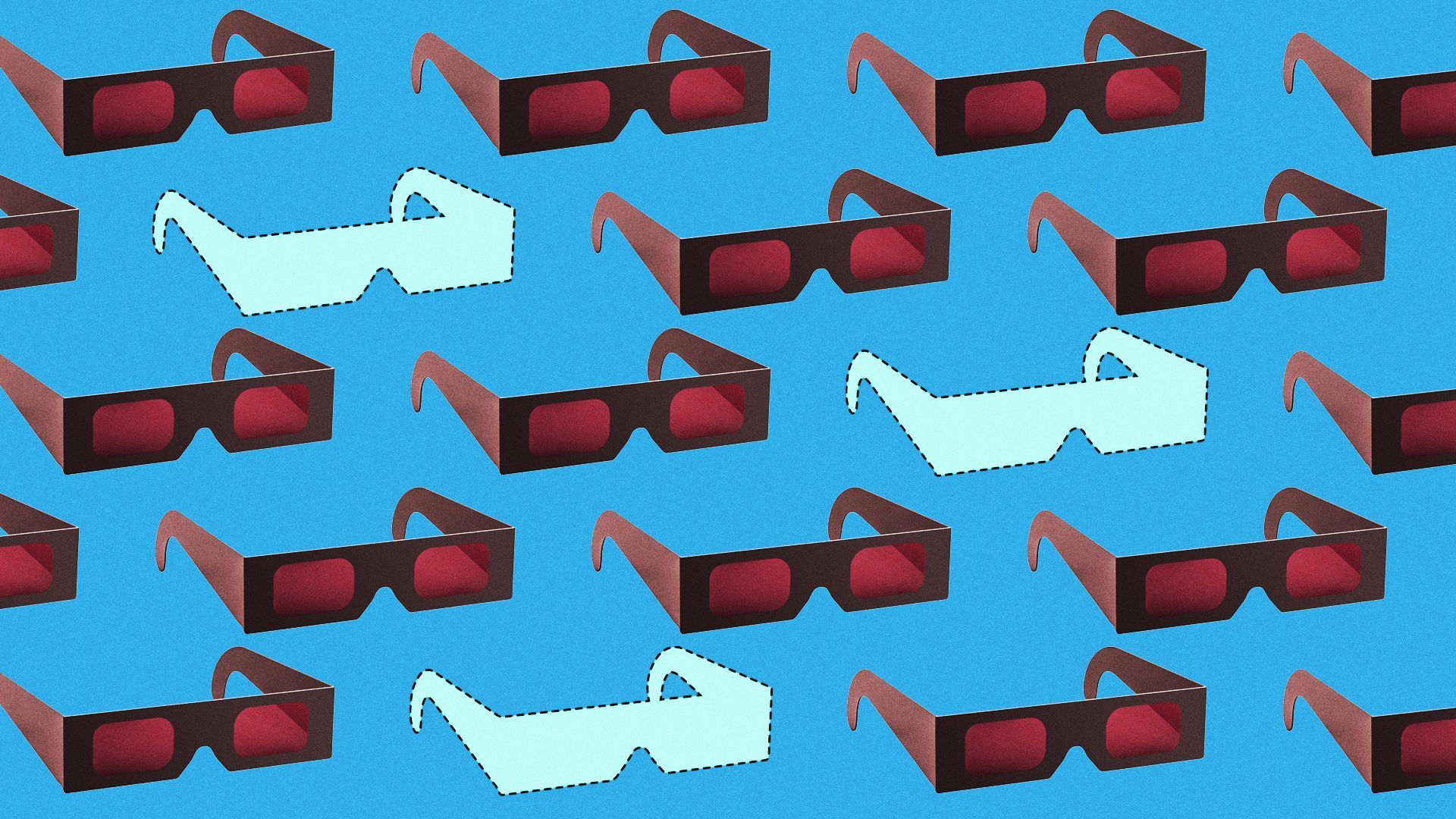 Illustration of repeating solar glasses, with some missing. 