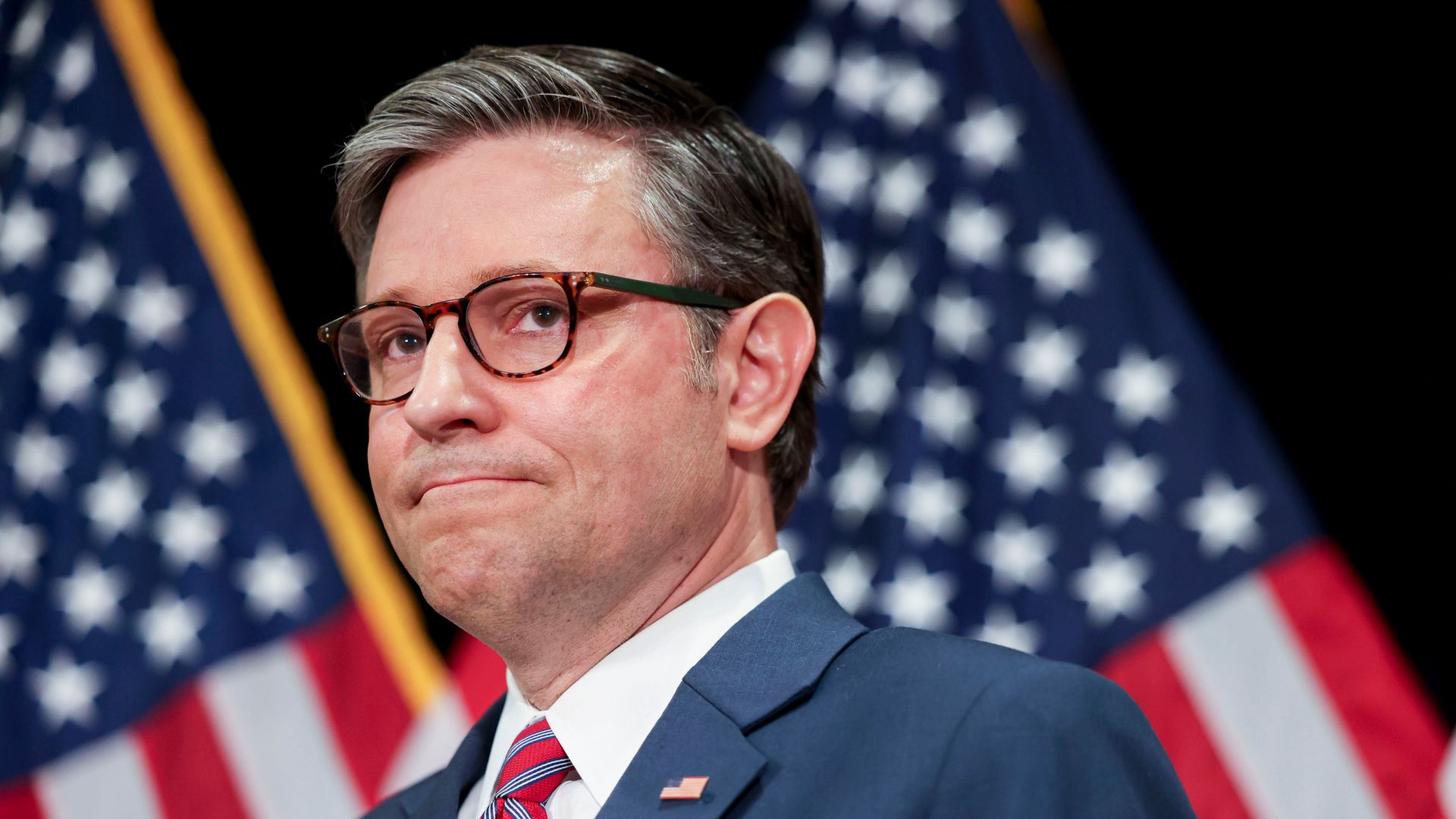 US House Speaker Mike Johnson, a Republican from Louisiana, during a news conference following the House Republican conference meeting in Washington, DC, US, on Wednesday, Nov. 13, 2024. 