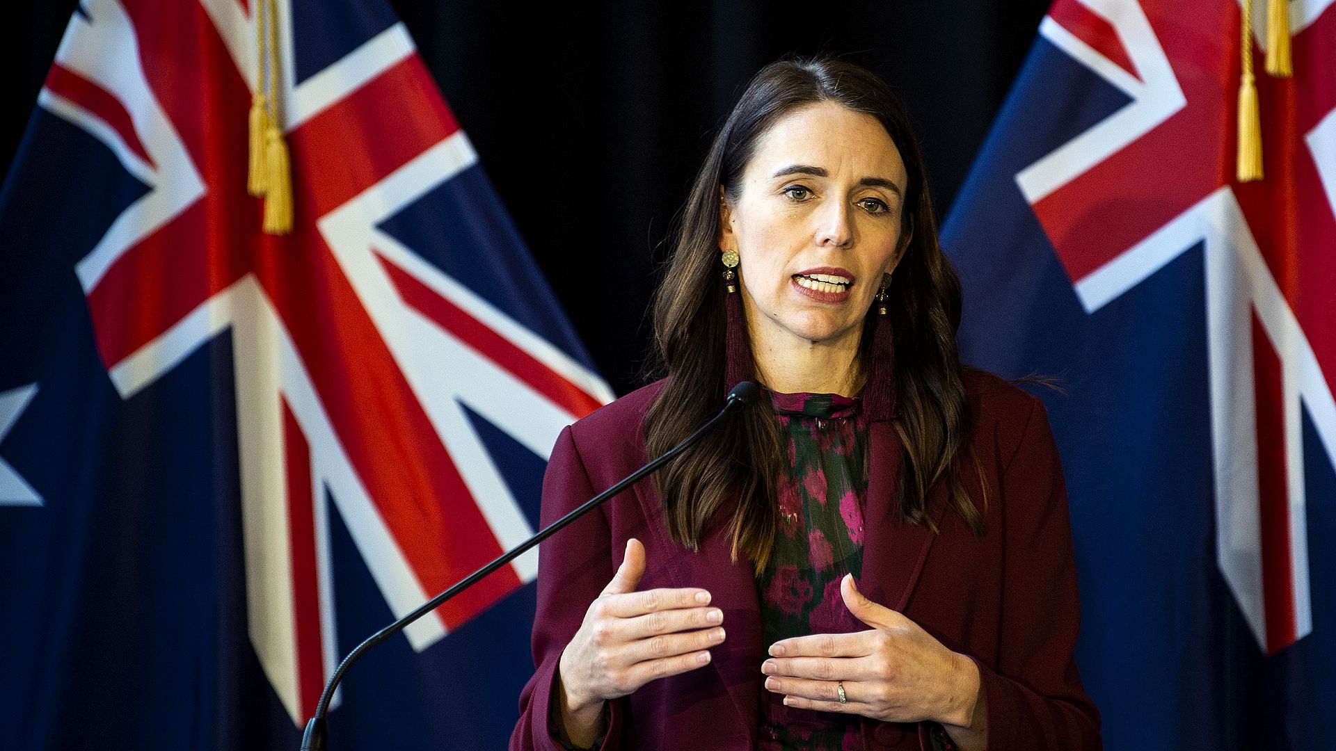 New Zealand Prime Minister Jacinda Ardern answers questions from the media on May 31, 2021 in Queenstown, New Zealand.