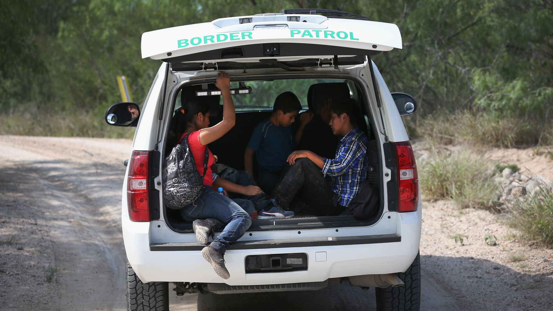 Central American children being transported for processing by the U.S. Border Patrol after they crossed the souther border.