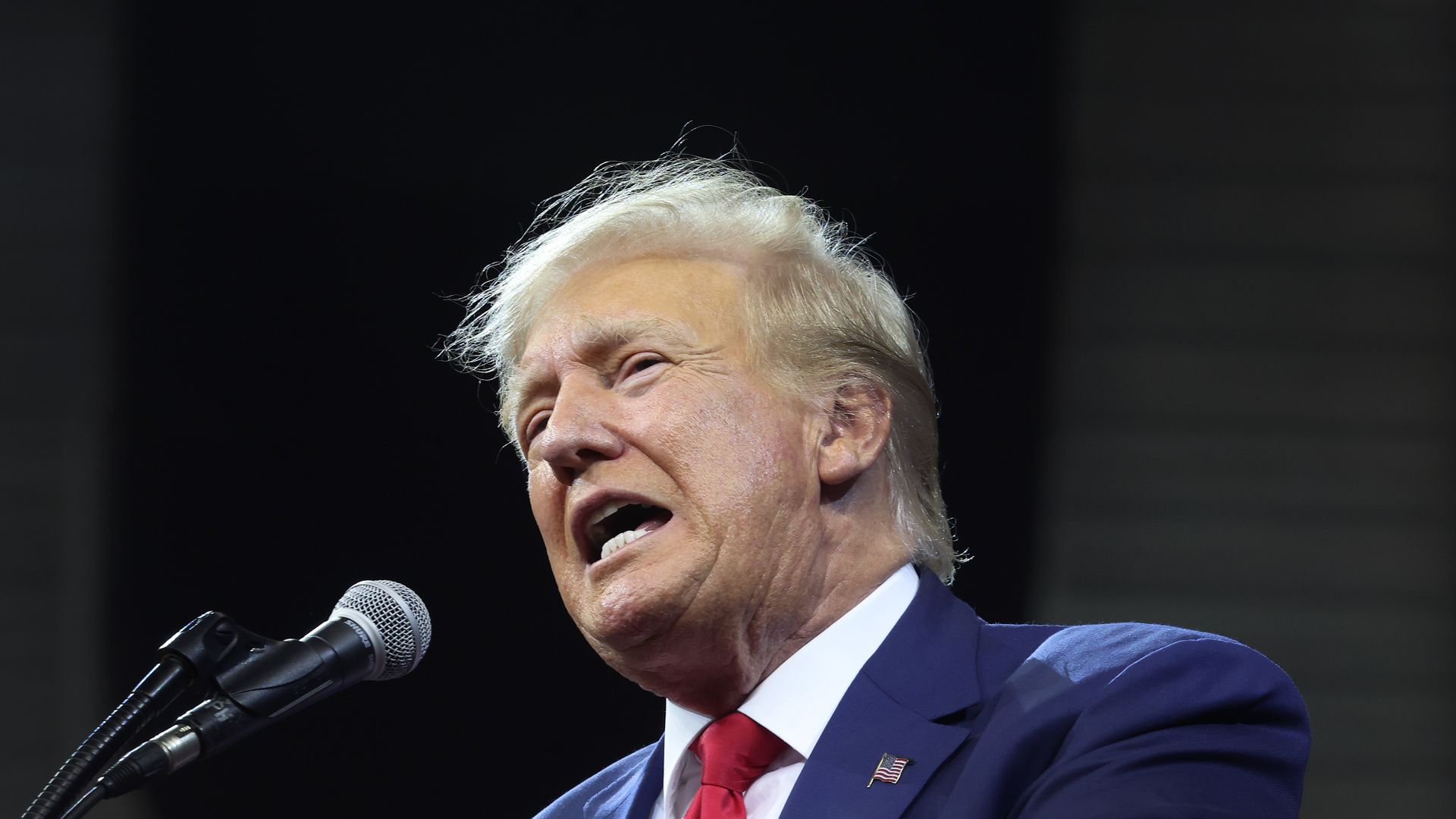 Republican presidential candidate former President Donald Trump speaks at the Monument Leaders Rally hosted by the South Dakota Republican Party on September 08, 2023 in Rapid City, South Dakota.