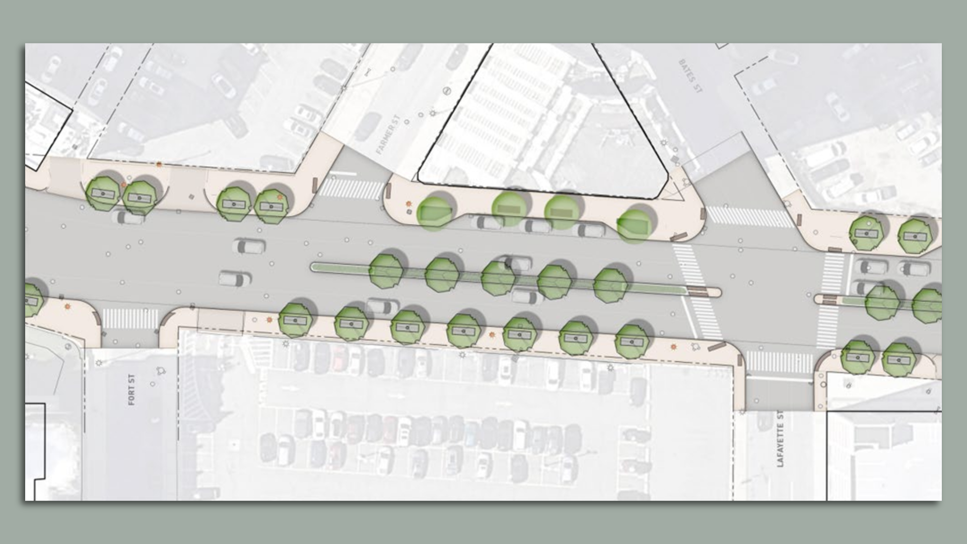 A map shows landscaping and road changes along Randolph.