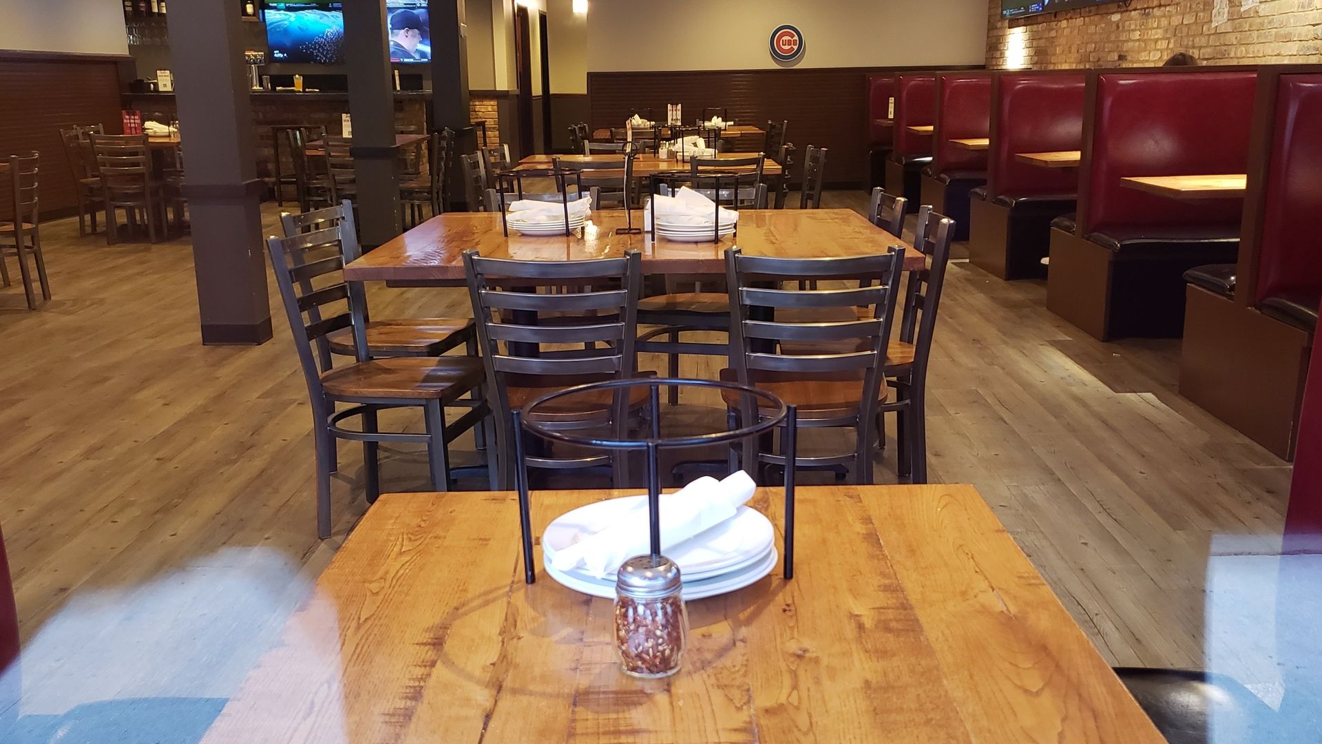 A photo of an empty restaurant. 