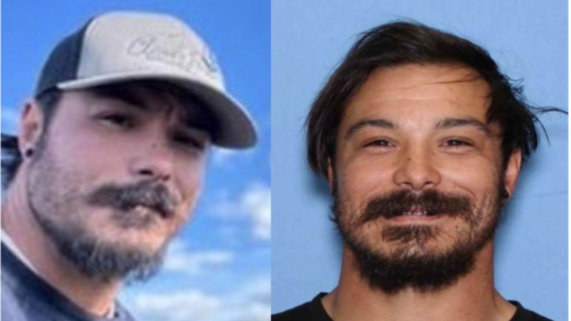 Two images of a dark-haired man with facial hair. 