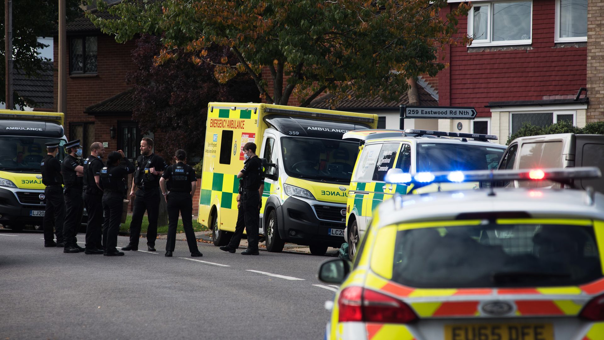 Police outside David Amess' office in Leigh-on-Sea, England, on Oct. 15.