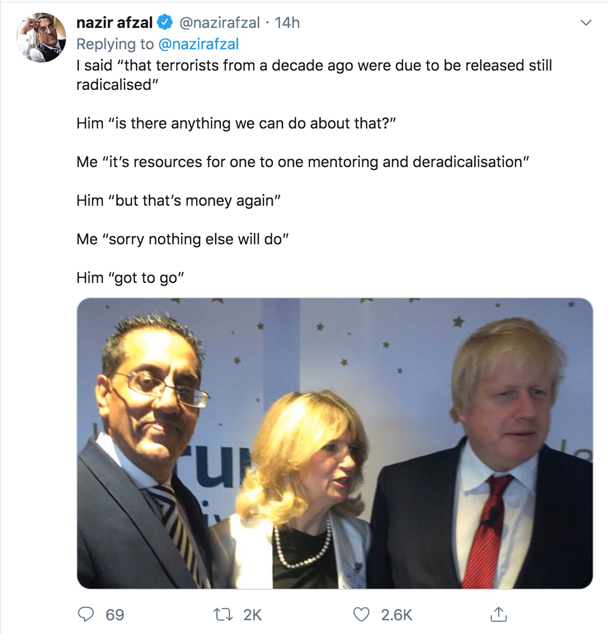 A tweet by Nazir Afzal, the former chief prosecutor for North West England.