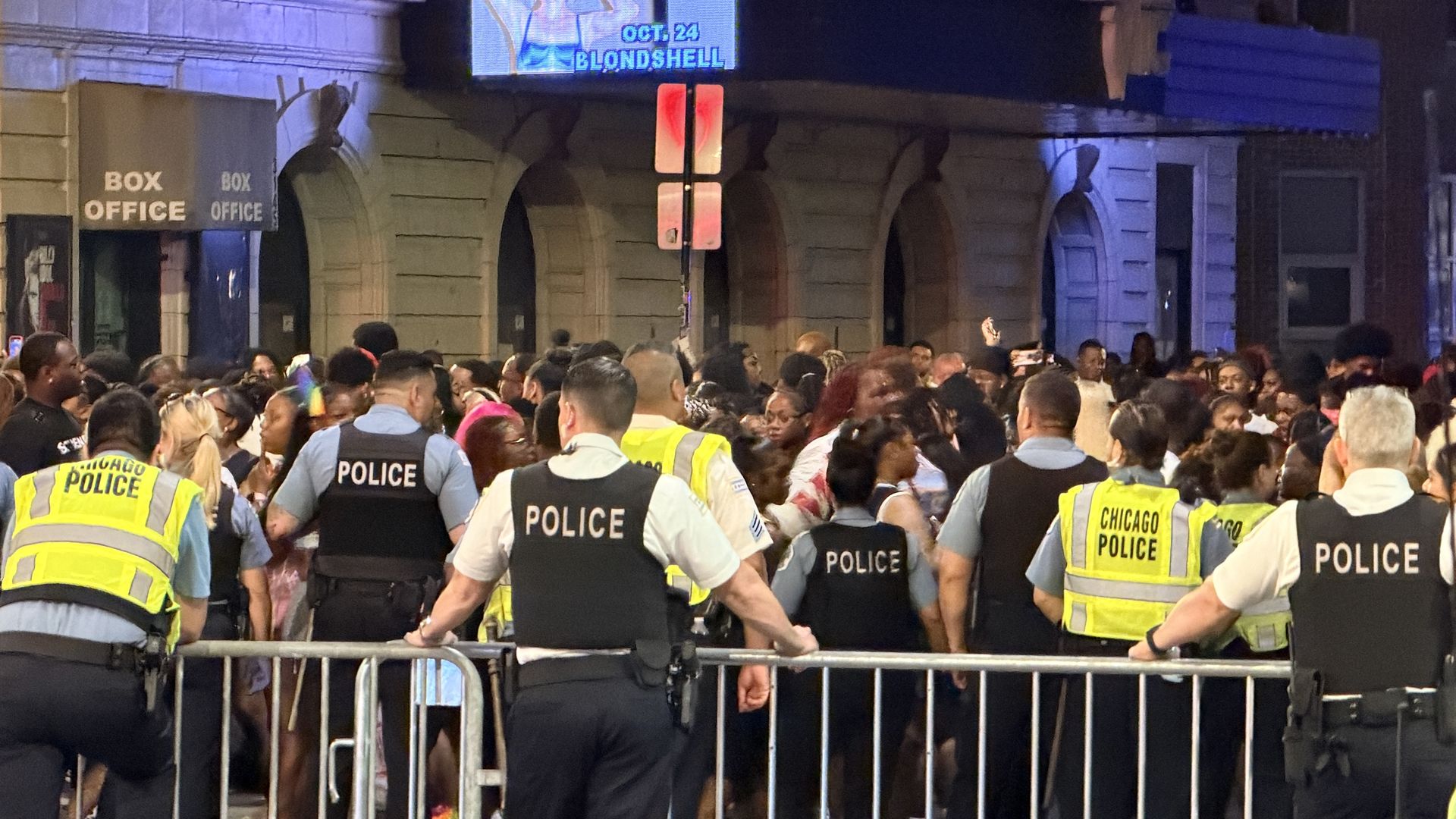 Police in front of barricades