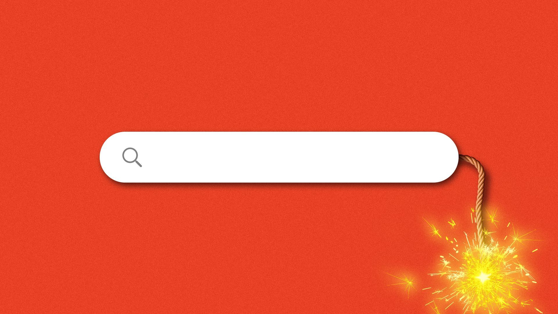 Illustration of a lit fuse attached to a search bar.