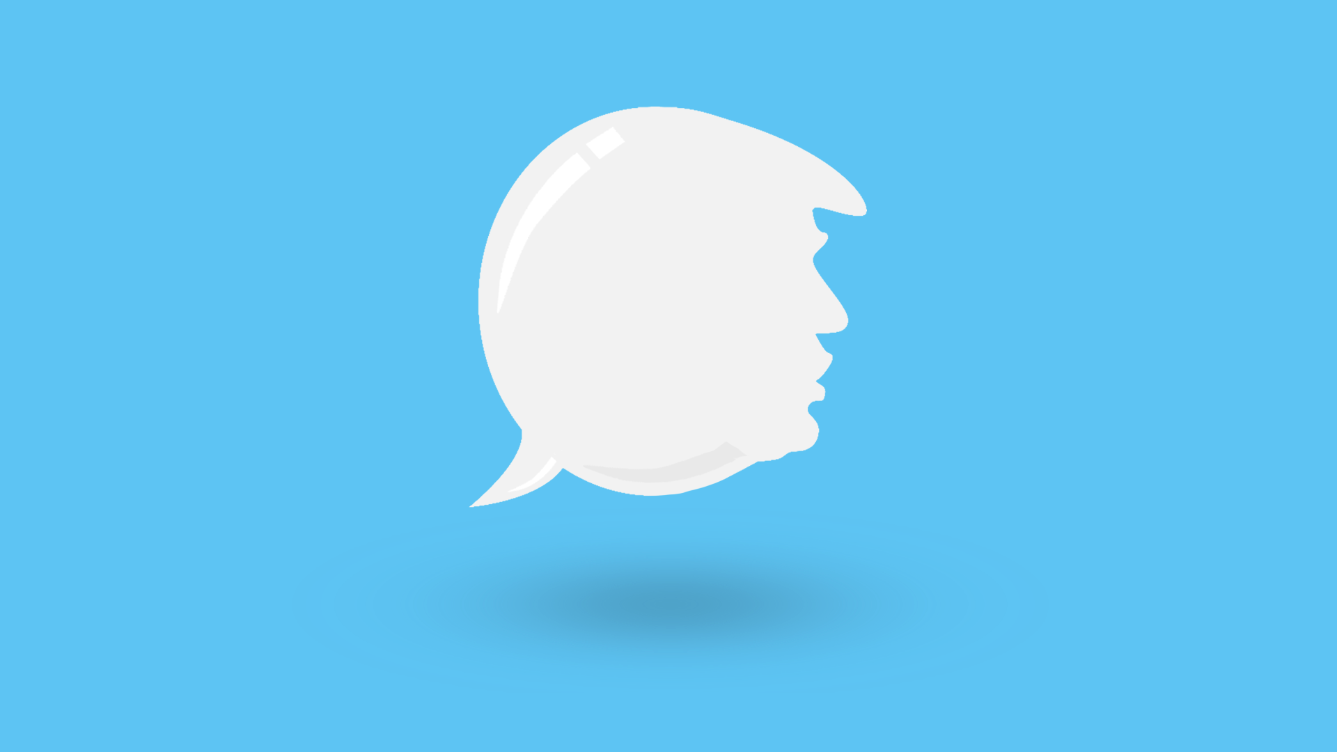 Illustration of a speech bubble in the shape of President Trump's head