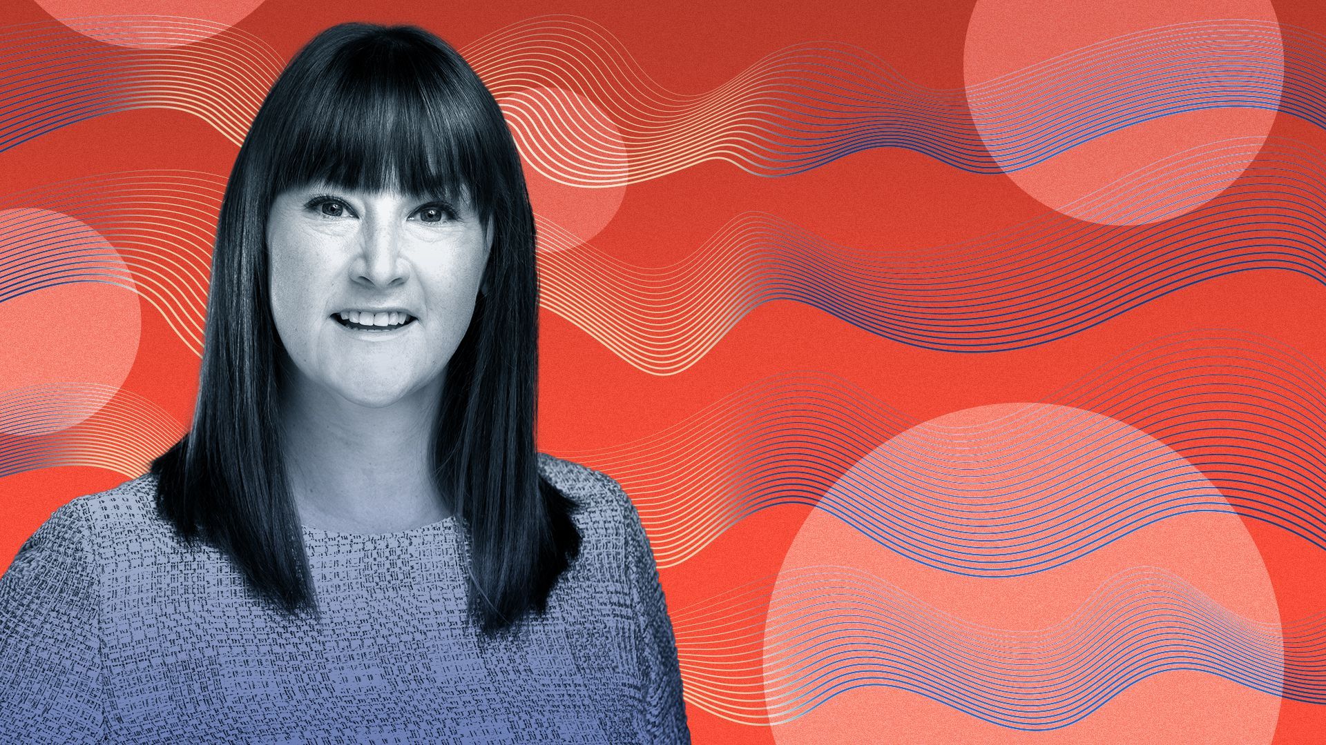 Photo illustration of Brooke Buchanan with abstract shapes.