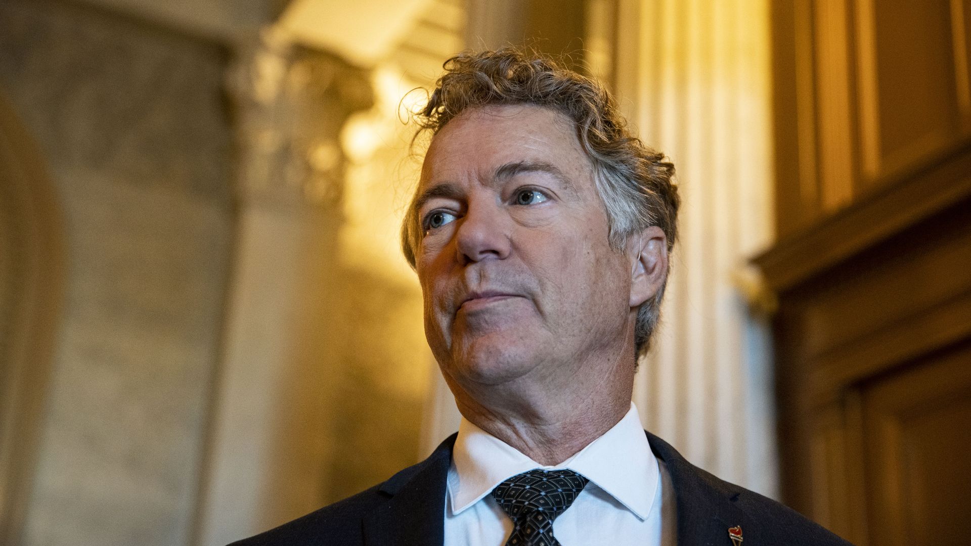 Senator Rand Paul, a Republican from Kentucky, speaks with members of the media following a vote in the U.S. Capitol in Washington, D.C., U.S., on Tuesday, Jan. 11, 2022. 