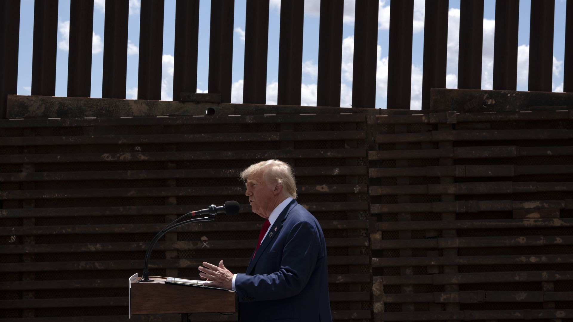 Trump speaks at the U.S.-Mexico border wall.