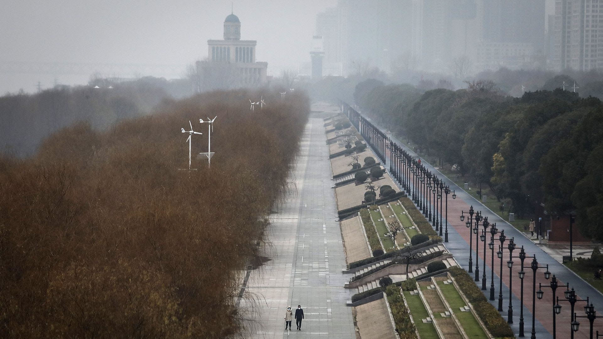 A picture of a park in Wuhan, China.