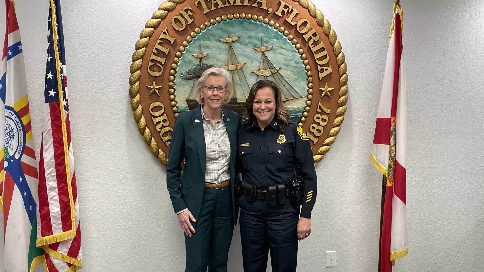 Mary O'Connor poses with Tampa Mayor Jane Castor