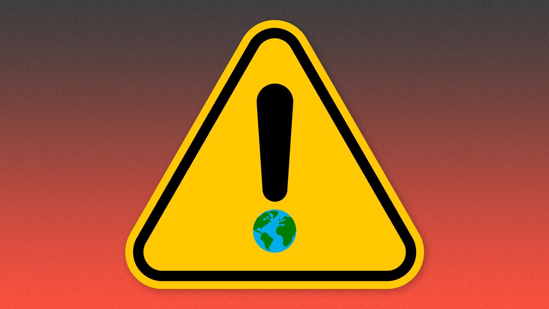 Illustration of a caution sign with an earth completing the exclamation point.
