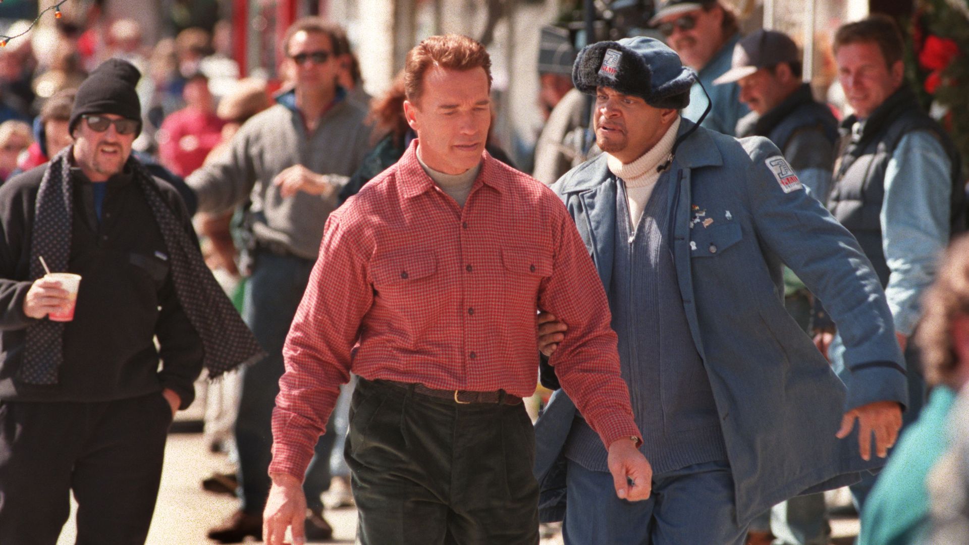 arnold Schwarzenegger walks streets of minneapolis in film