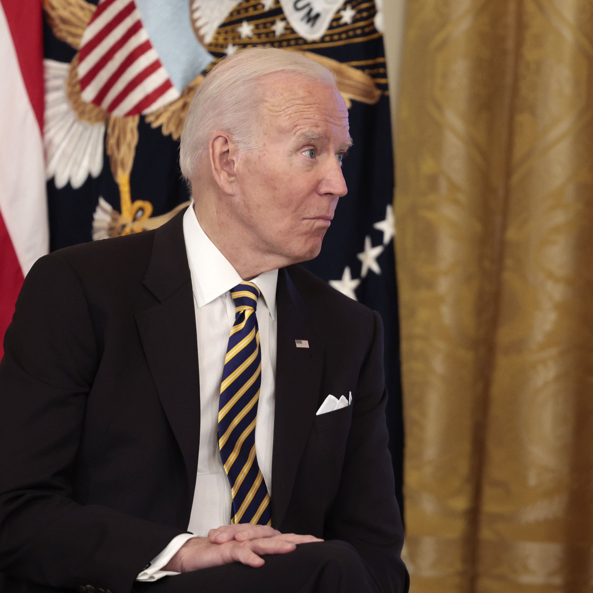 .S. President Joe Biden in the East Room of the White House on April 27, 2022.