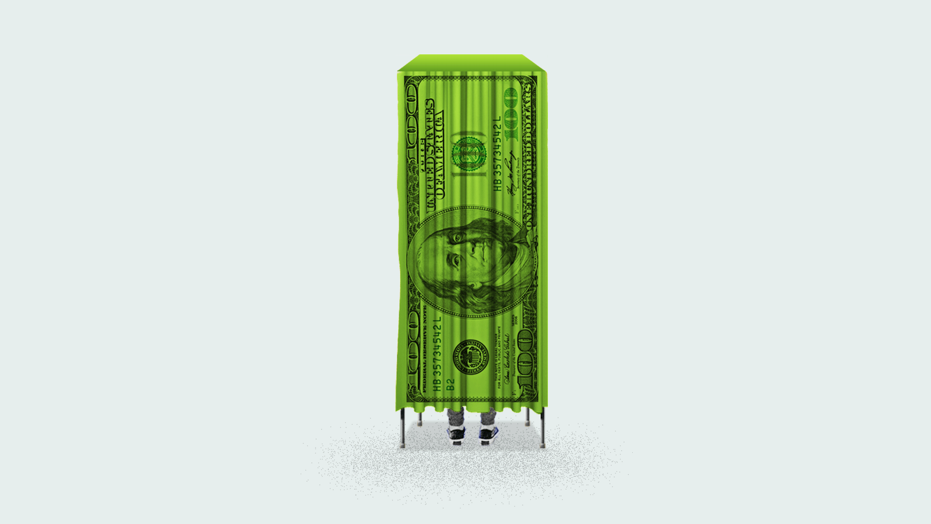 A voting booth made of money