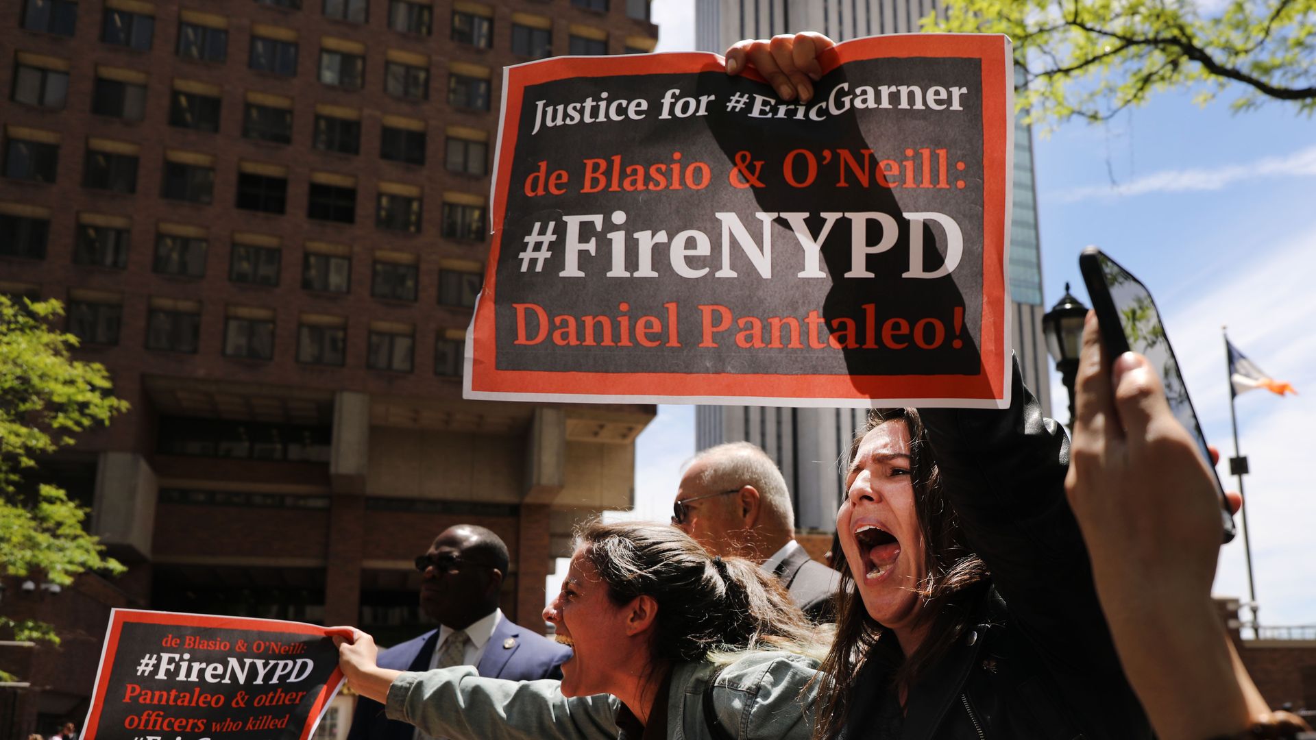 Protesters calling for officer Daniel Pantaleo to be fired following Eric Garner's death