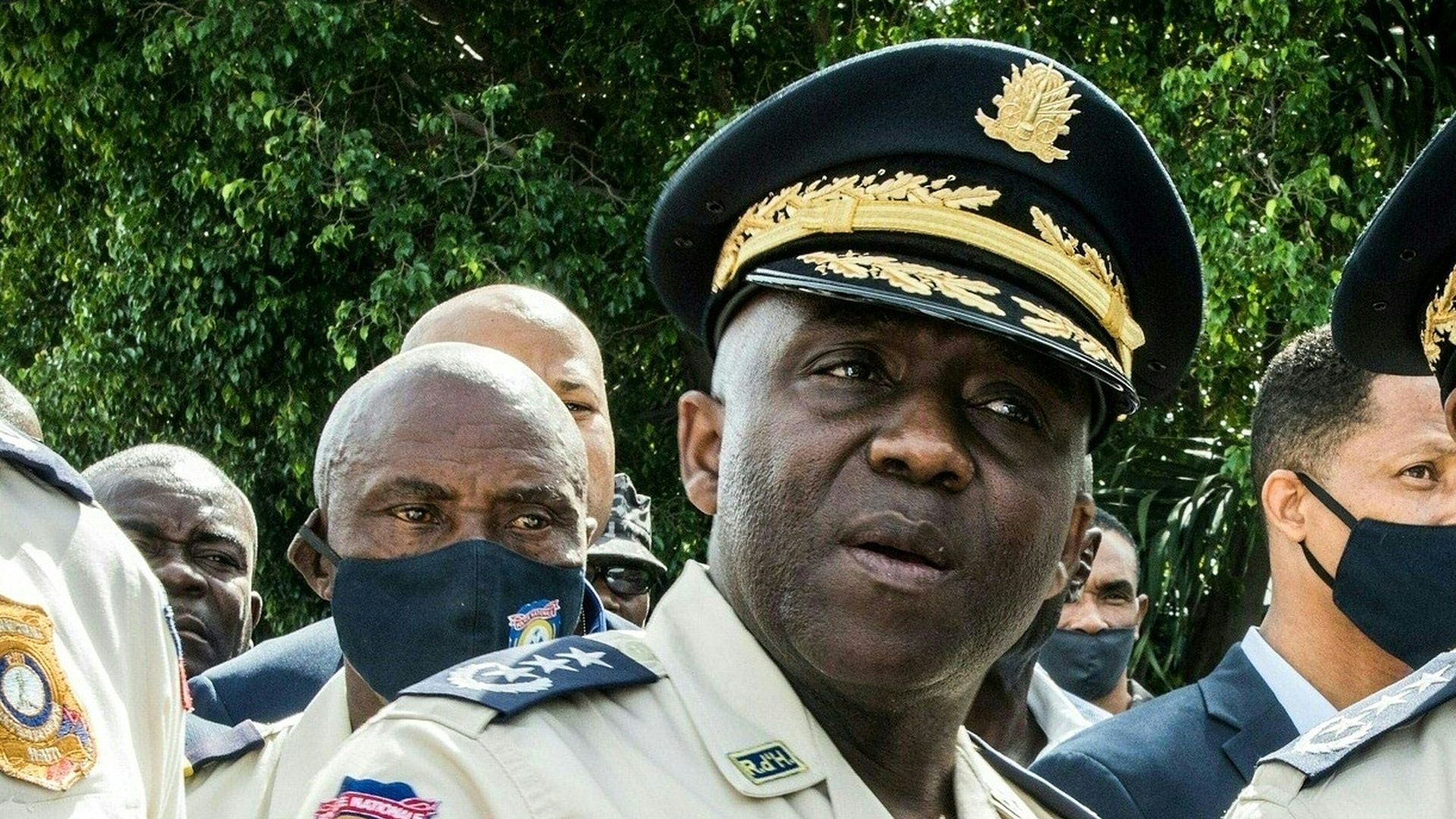 Chief of National Police of Haiti (PNH), Léon Charles looks on during a ceremony in Port-au-Prince, Haiti on November 16, 2020. 