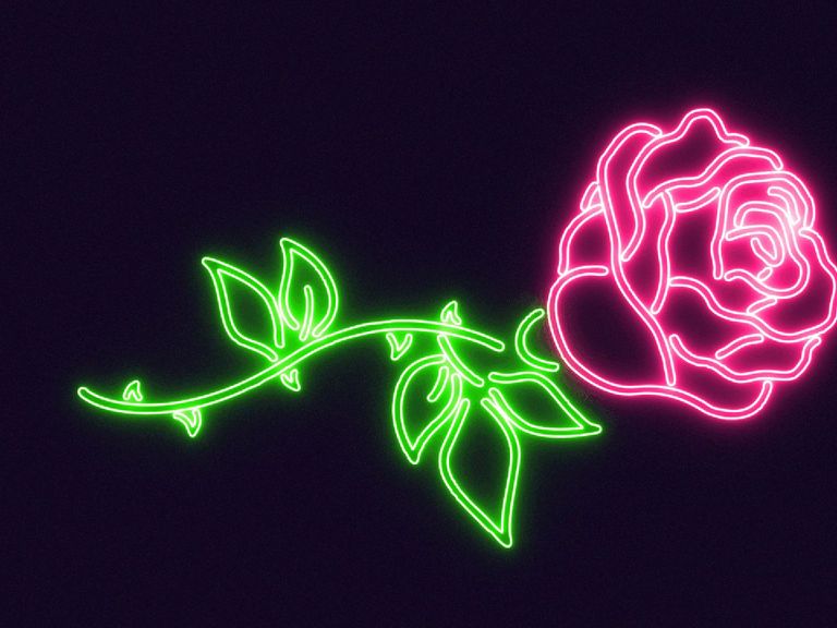 Red neon rose mobile phone background vector