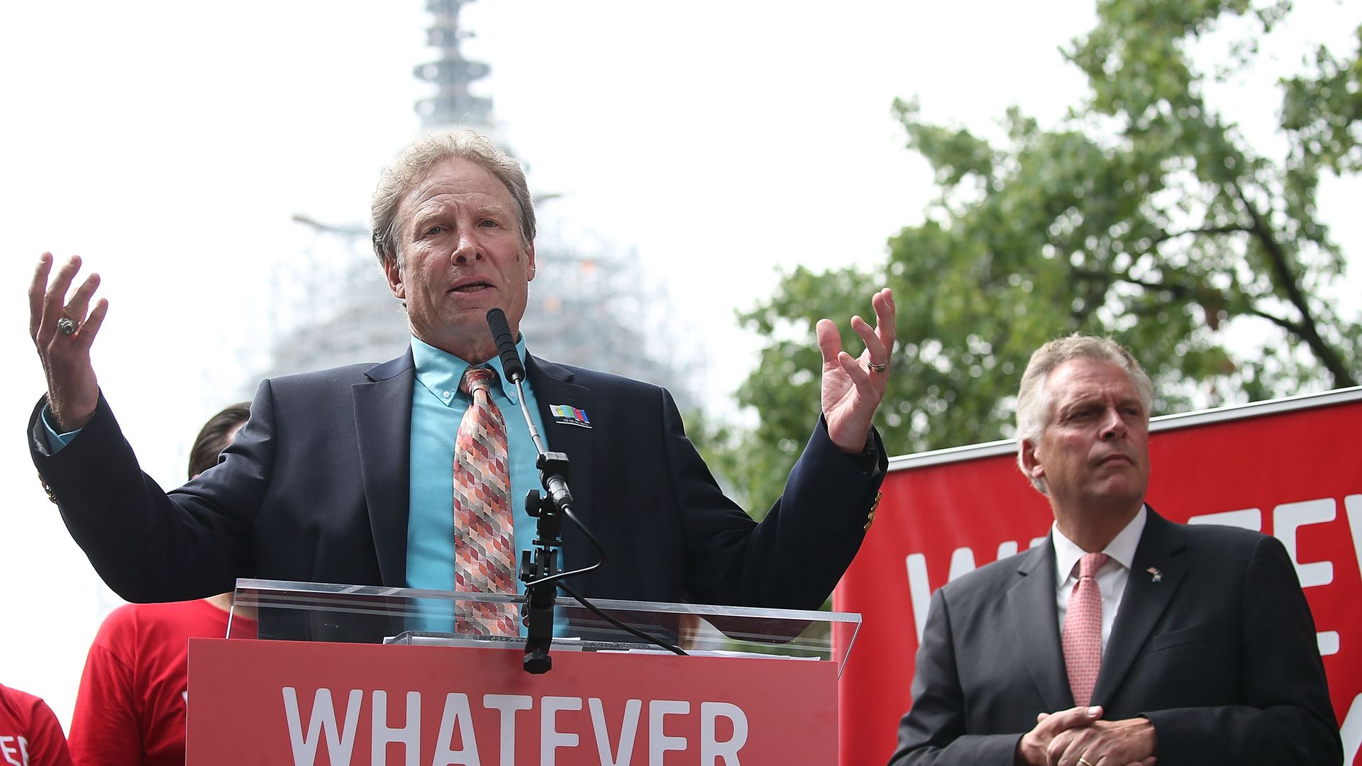 Andy Parker speaking at a rally