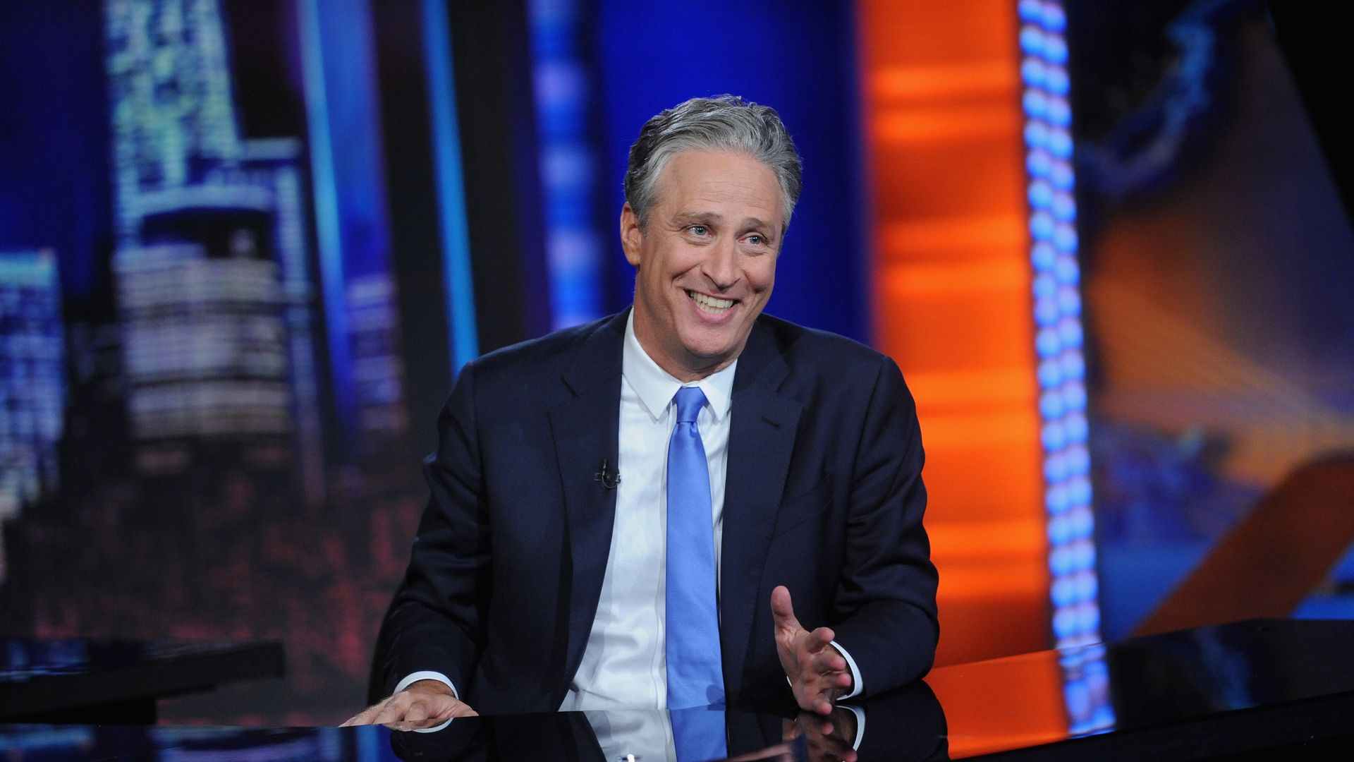 Jon Stewart hosts "The Daily Show with Jon Stewart" #JonVoyage on August 6, 2015 in New York City.
