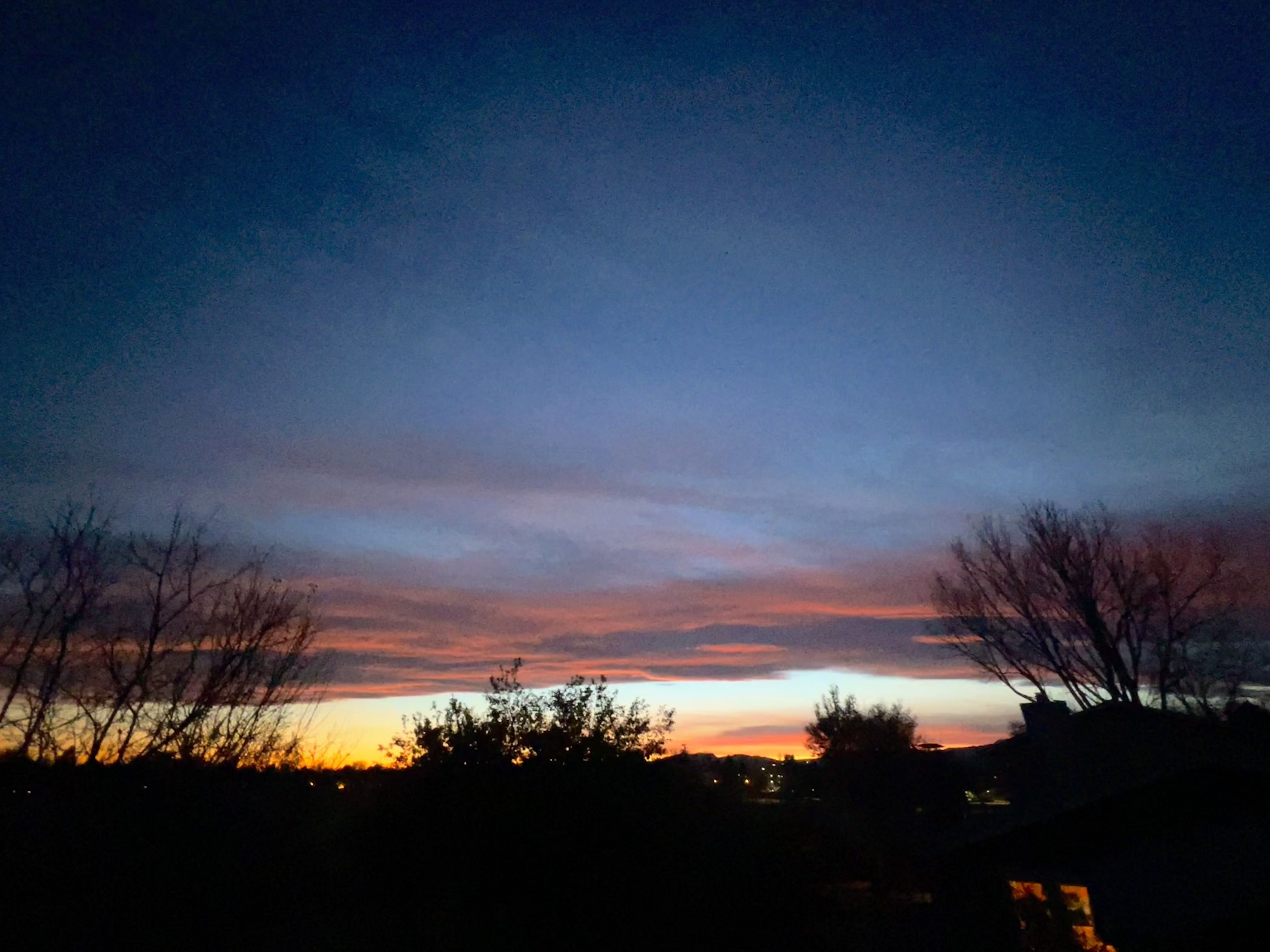 Sunset with blue, yellow and orange