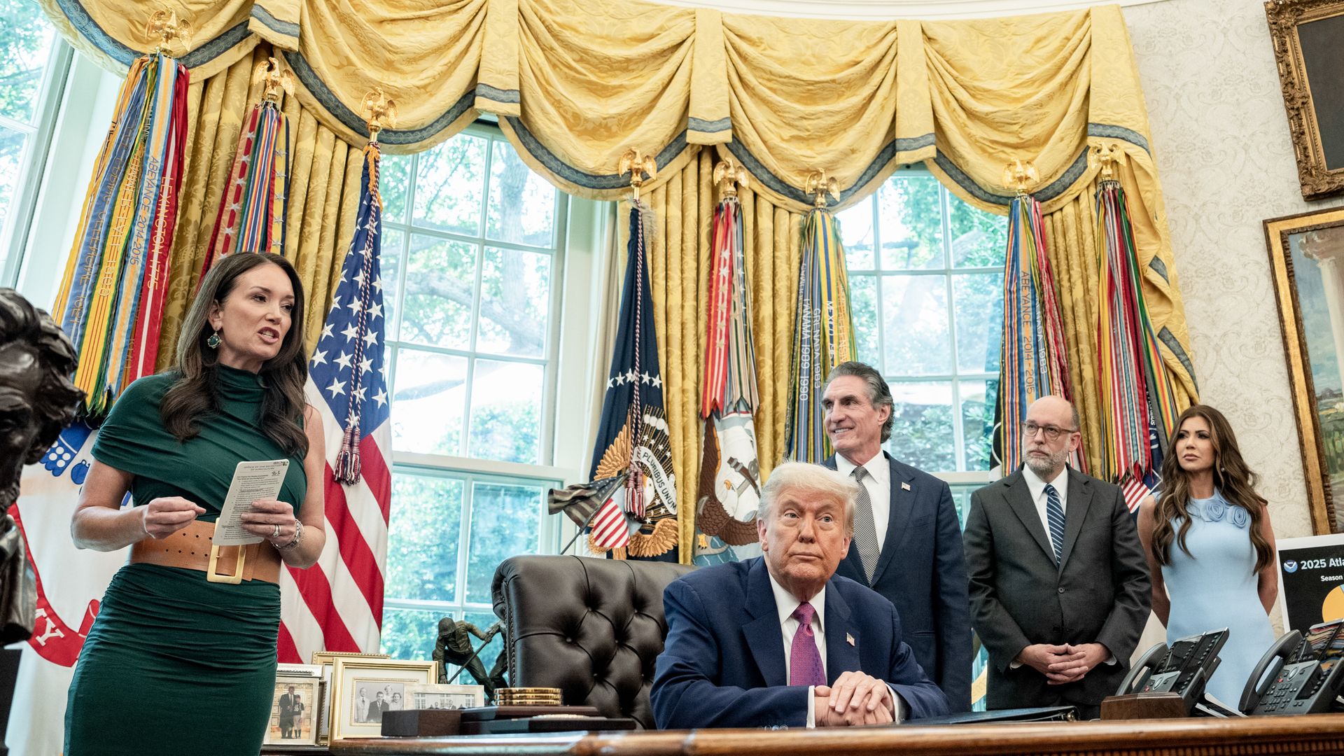 Brooke Rollins, US agriculture secretary, from left, US President Donald Trump.