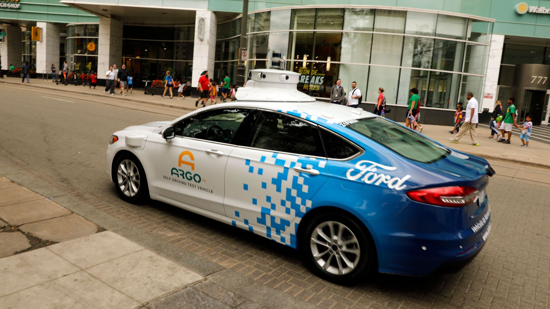 Image of Ford autonomous vehicle during testing in Detroit. 