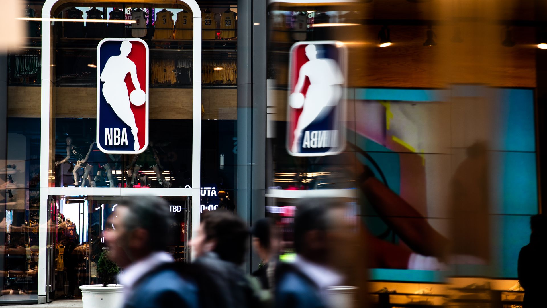 NBA logo in New York City in March.