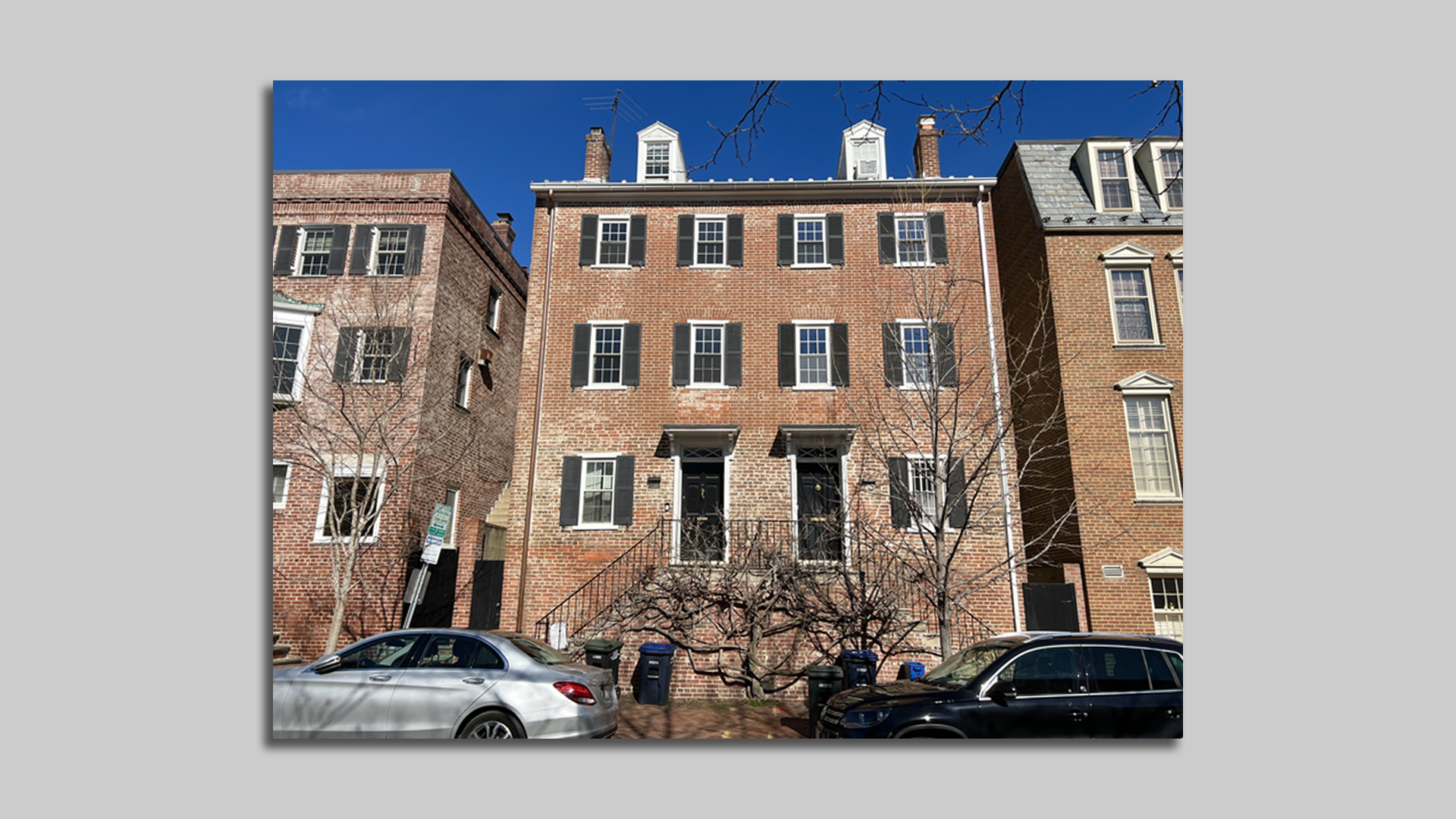 Red brick townhomes in Georgetown.