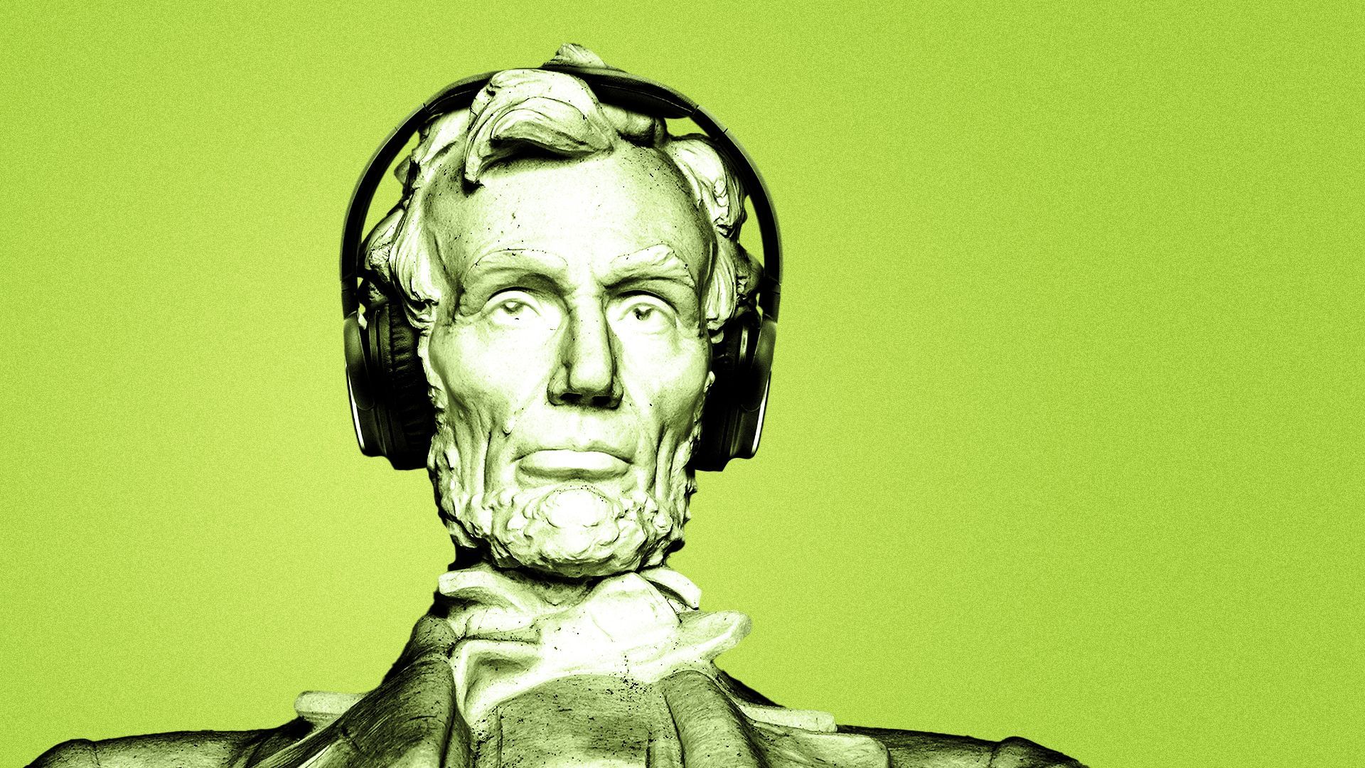 an illustration of the lincoln memorial statue wearing headphones 
