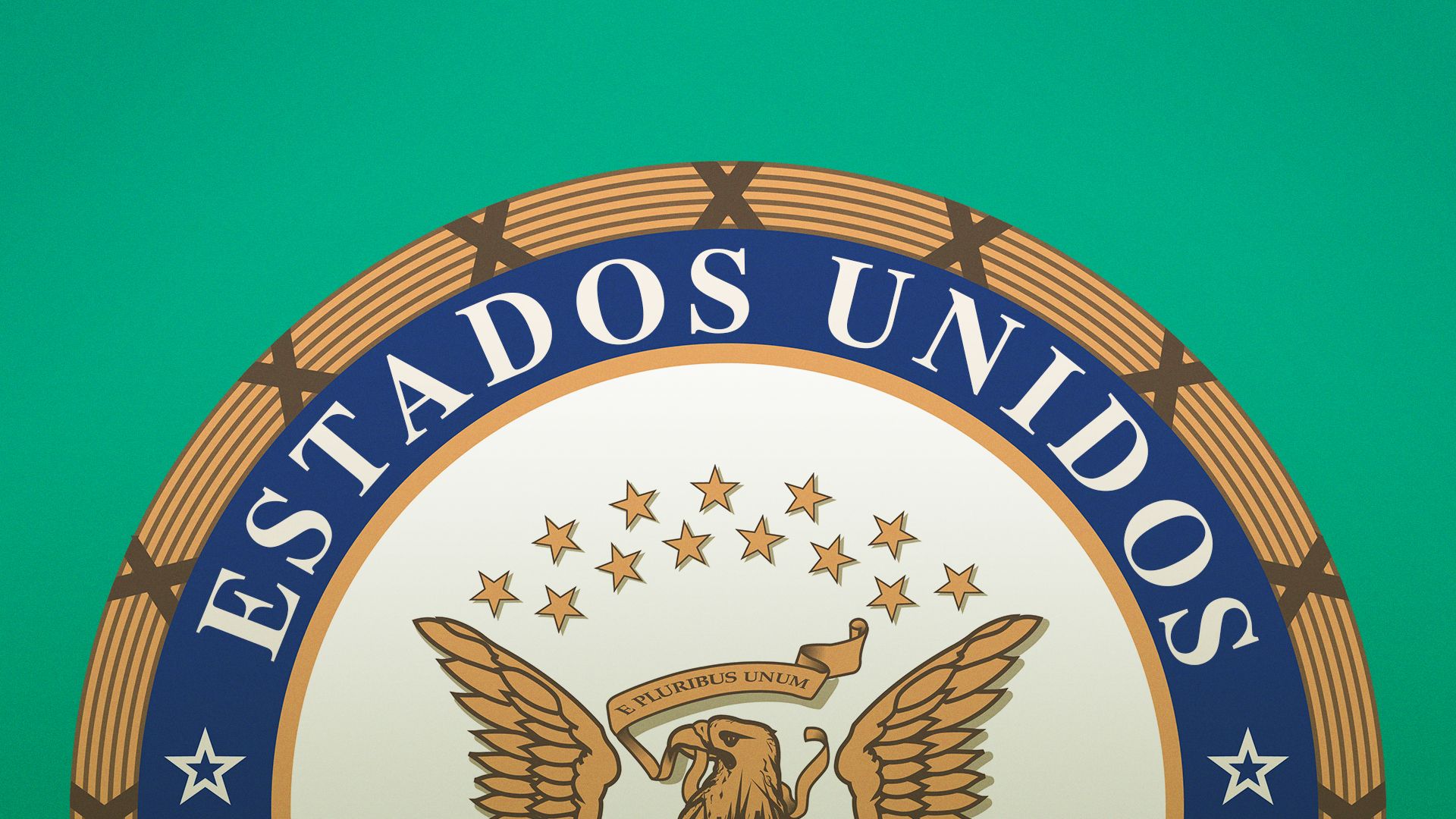 Illustration of the seal of Congress with "Estados Unidos" on it.