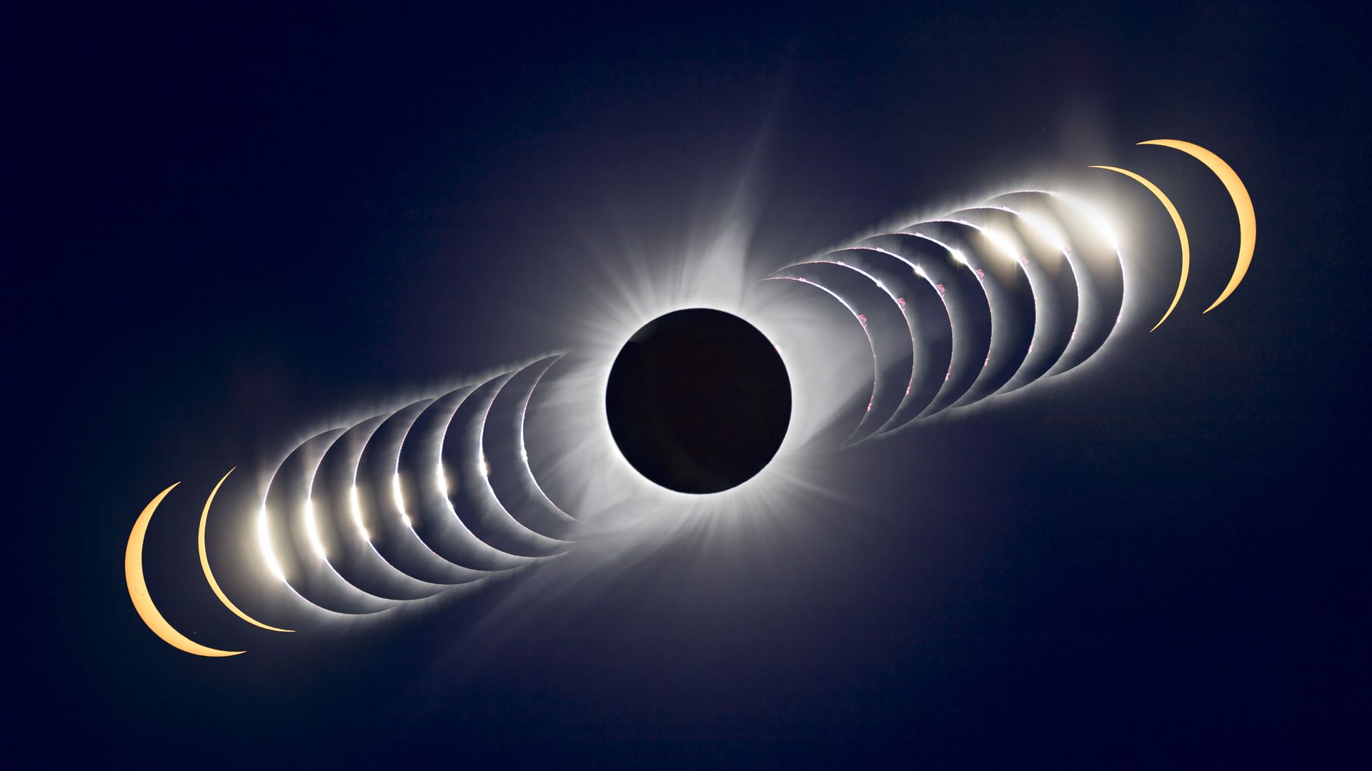 A time sequence composite of a solar eclipse
