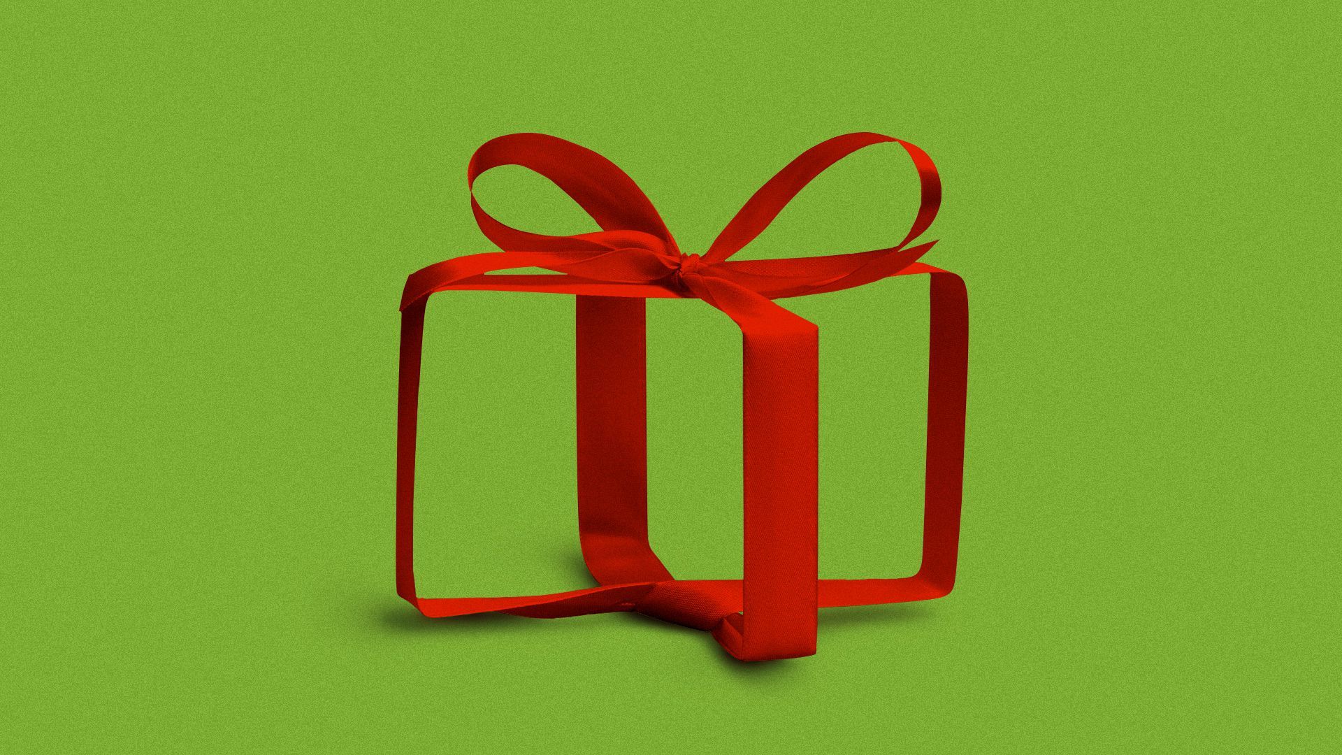 Illustration of the ribbons around a gift tied up without an actual gift box.