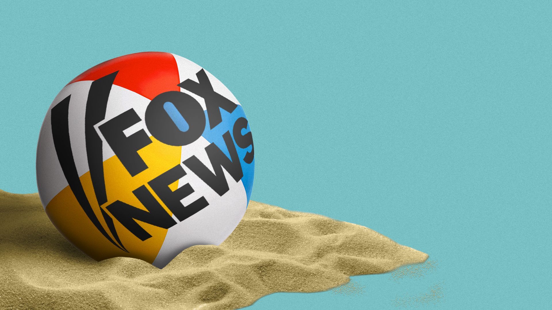 Illustration of the Fox News logo on a beach ball.