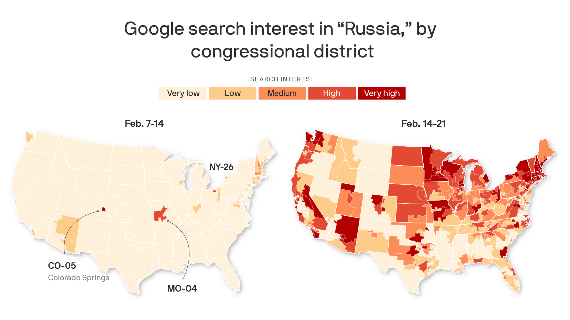Colorado's military and academic communities are greatly interested in the Russian conflict in Ukraine, according to new Google Trends data and analysis.