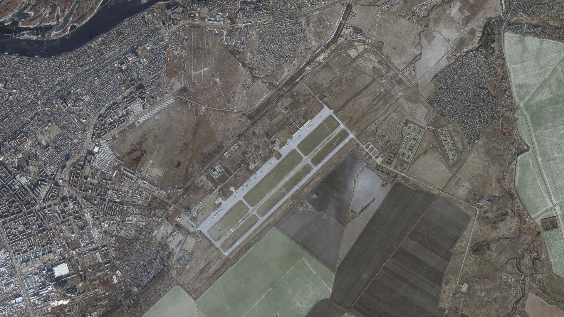 A Maxar satellite imagery of Engels Air Base in Saratov Oblast, Russia.