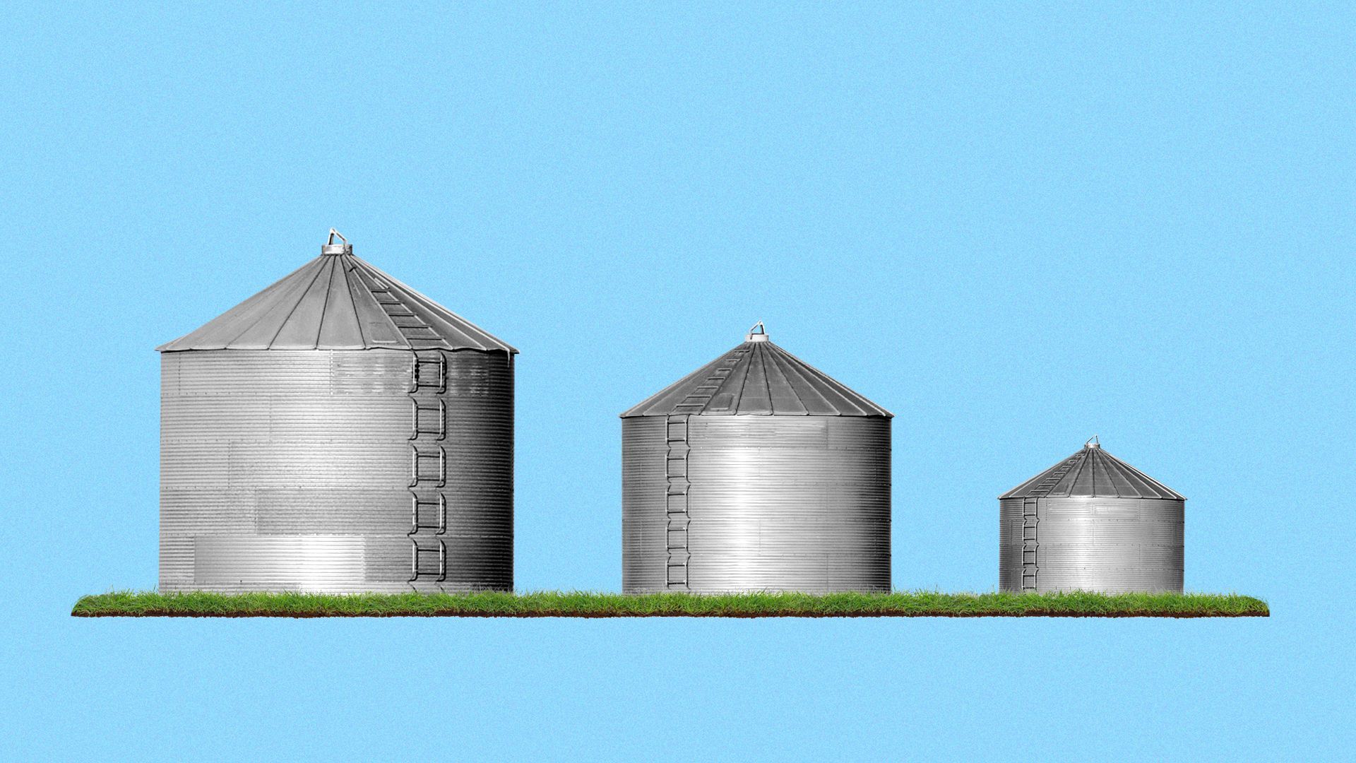 Illustration of three silos in descending order