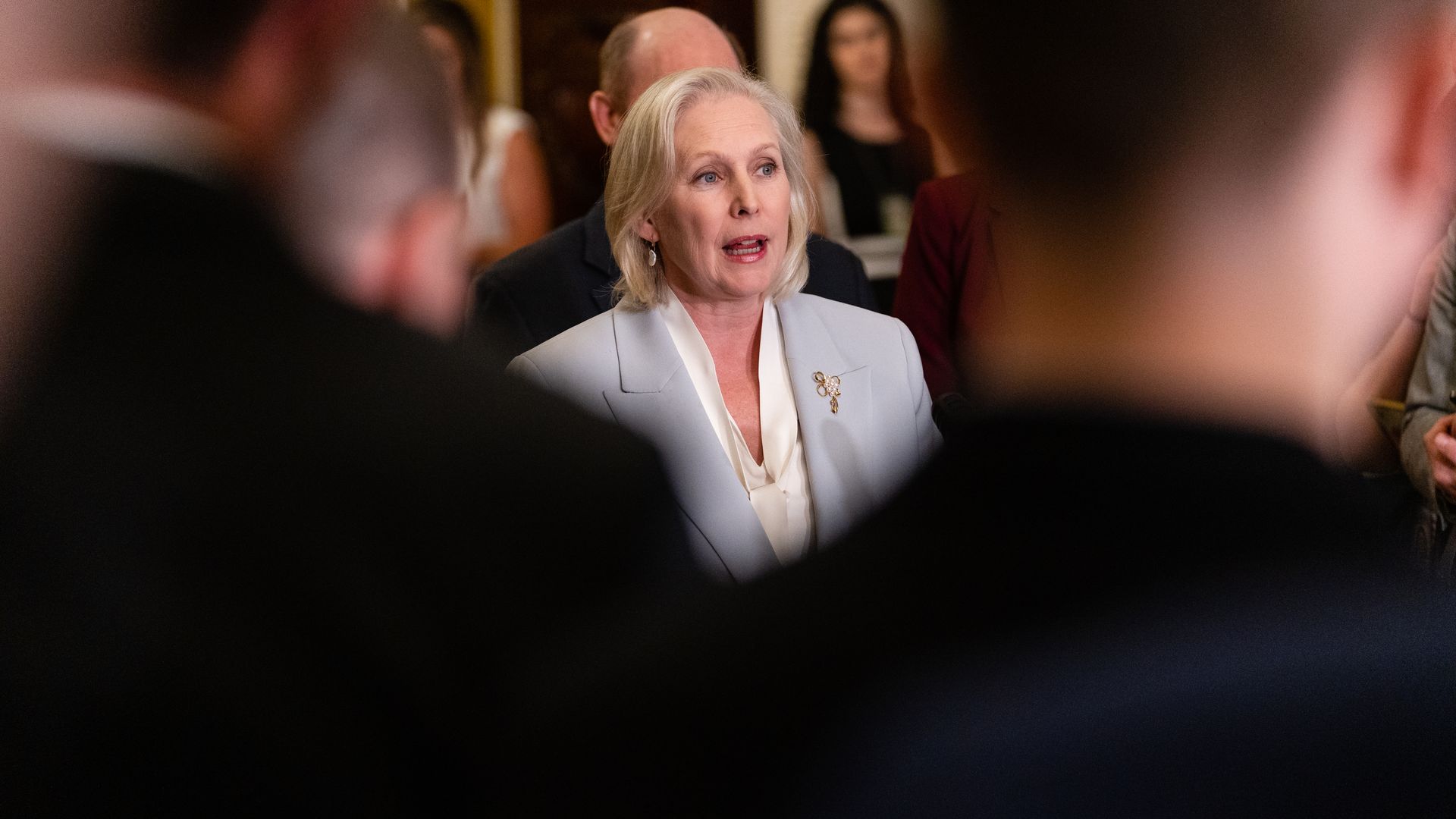 Senator Kirsten Gillibrand, a Democrat from New York, speaks during a news conference following the weekly Democratic caucus luncheon at the US Capitol in Washington, DC, US, on Wednesday, June 7, 2023.