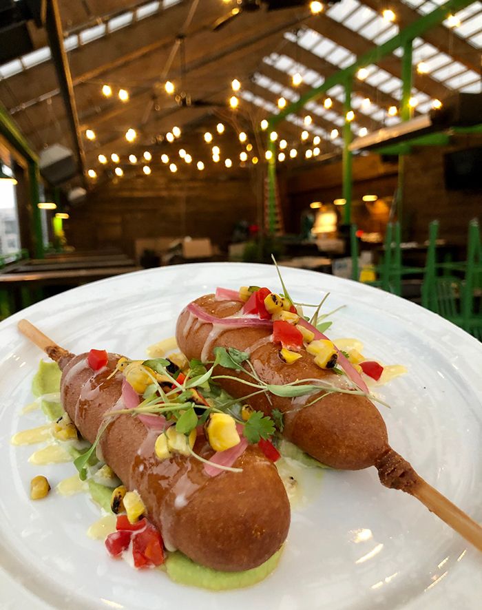 corn dog at charlotte beer garden