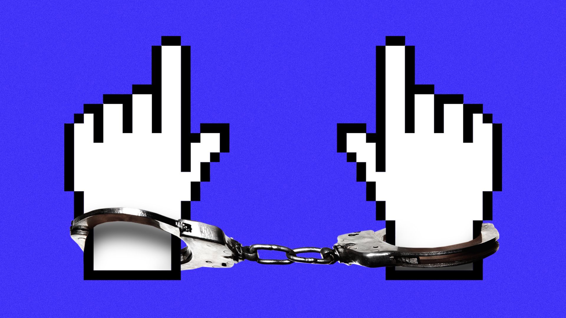Illustration of hand cursor icons in handcuffs