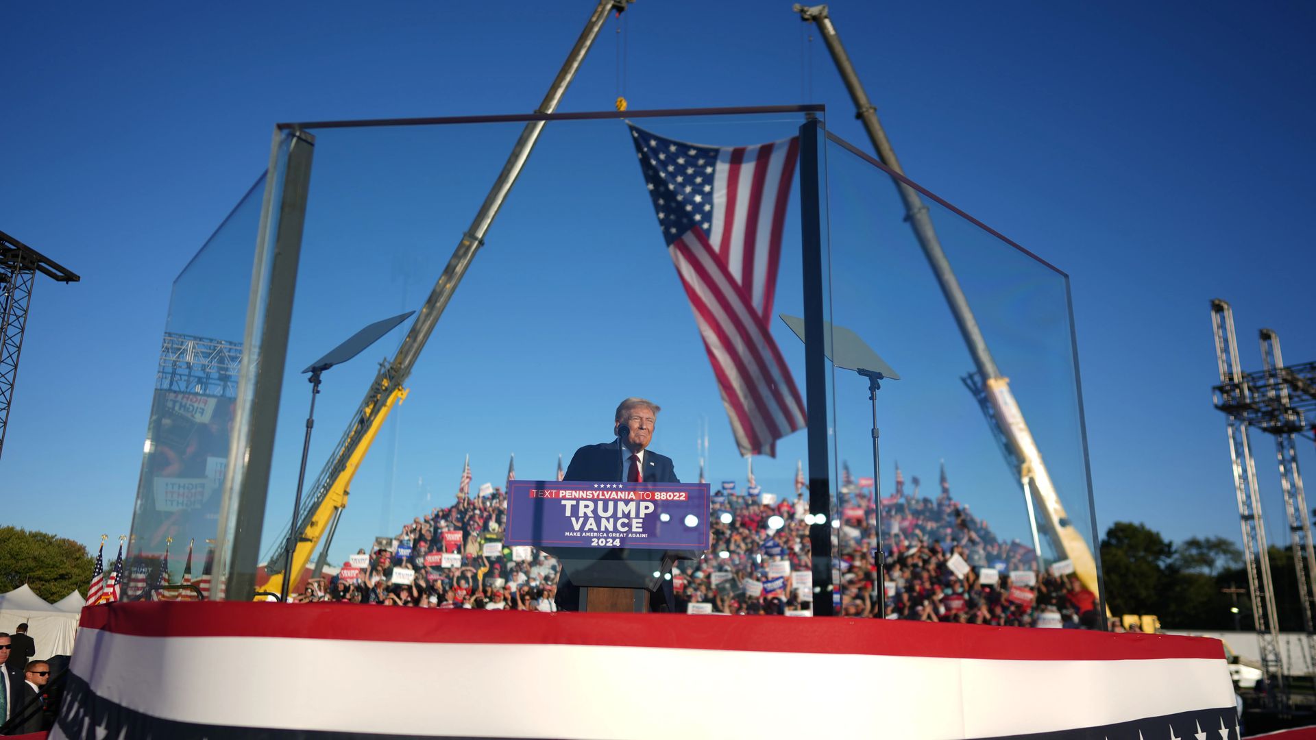 Former President Donald Trump speaks at a rally in Butler, Pa. on Saturday, Oct. 5, 2024. 