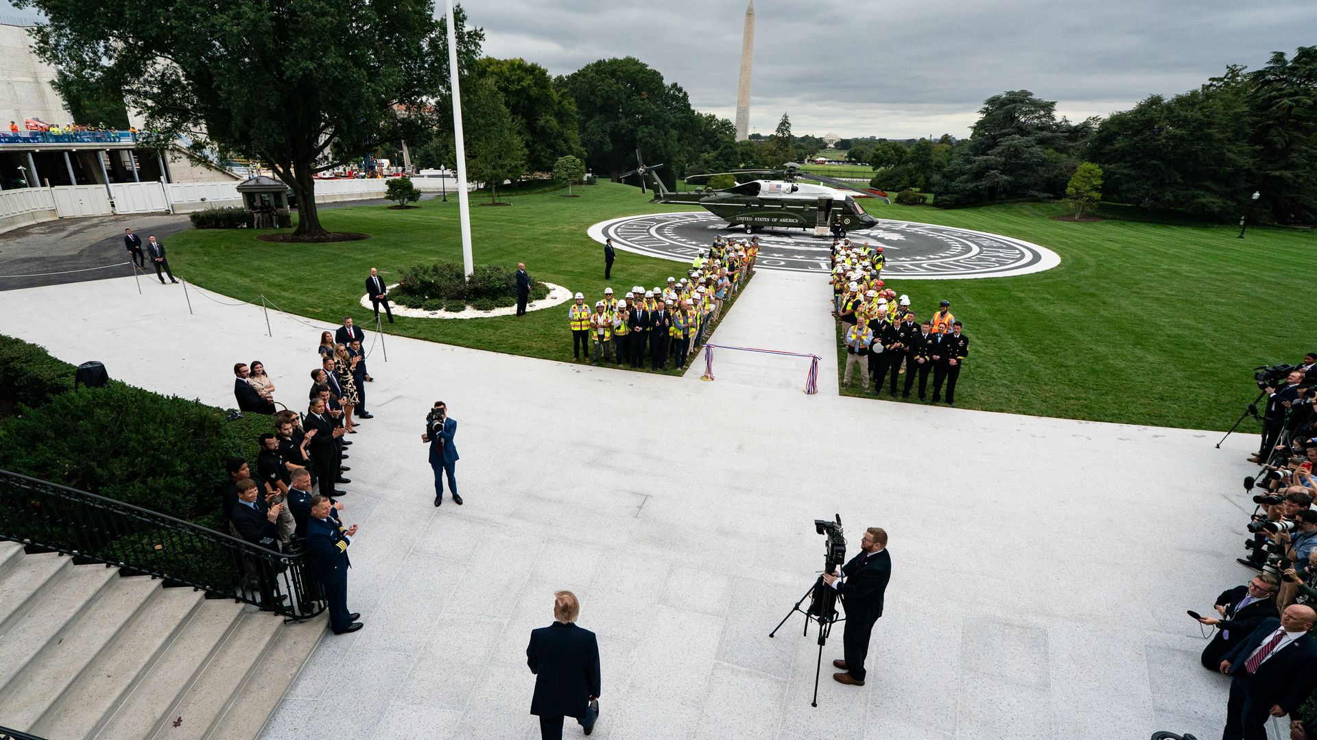 The new helipad at the White House is shown, from above