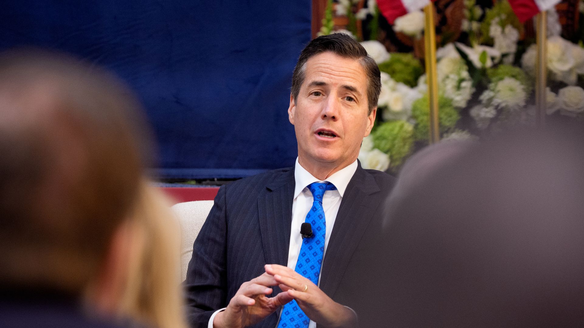 Sen. Bernie Moreno (R-OH) speaks during a panel discussion at the Foundry School launch event at the U.S. Institute of Peace